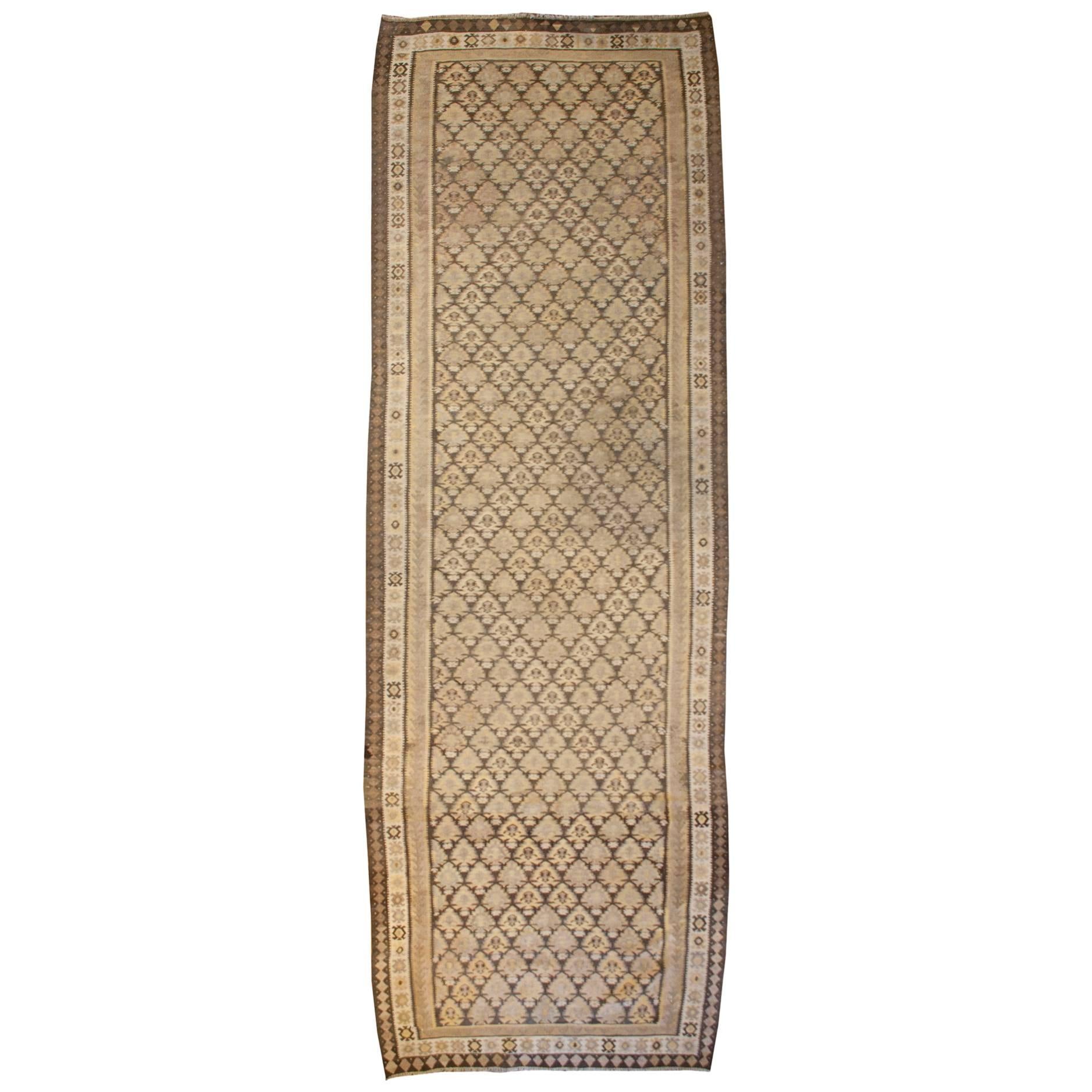 Beautiful Early 20th Century Qazvin Kilim Runner For Sale