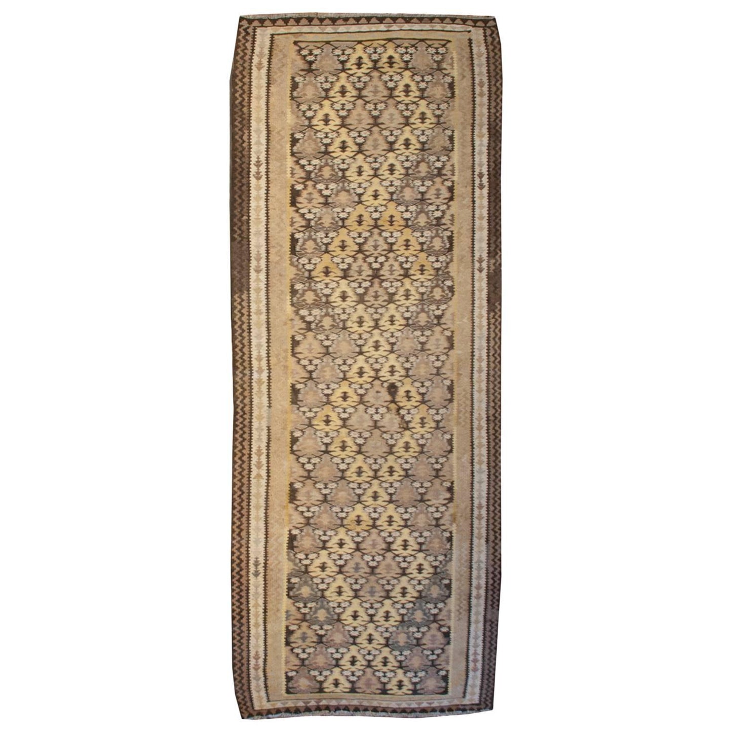 Early 20th Century Qazvi Kilim Runner For Sale
