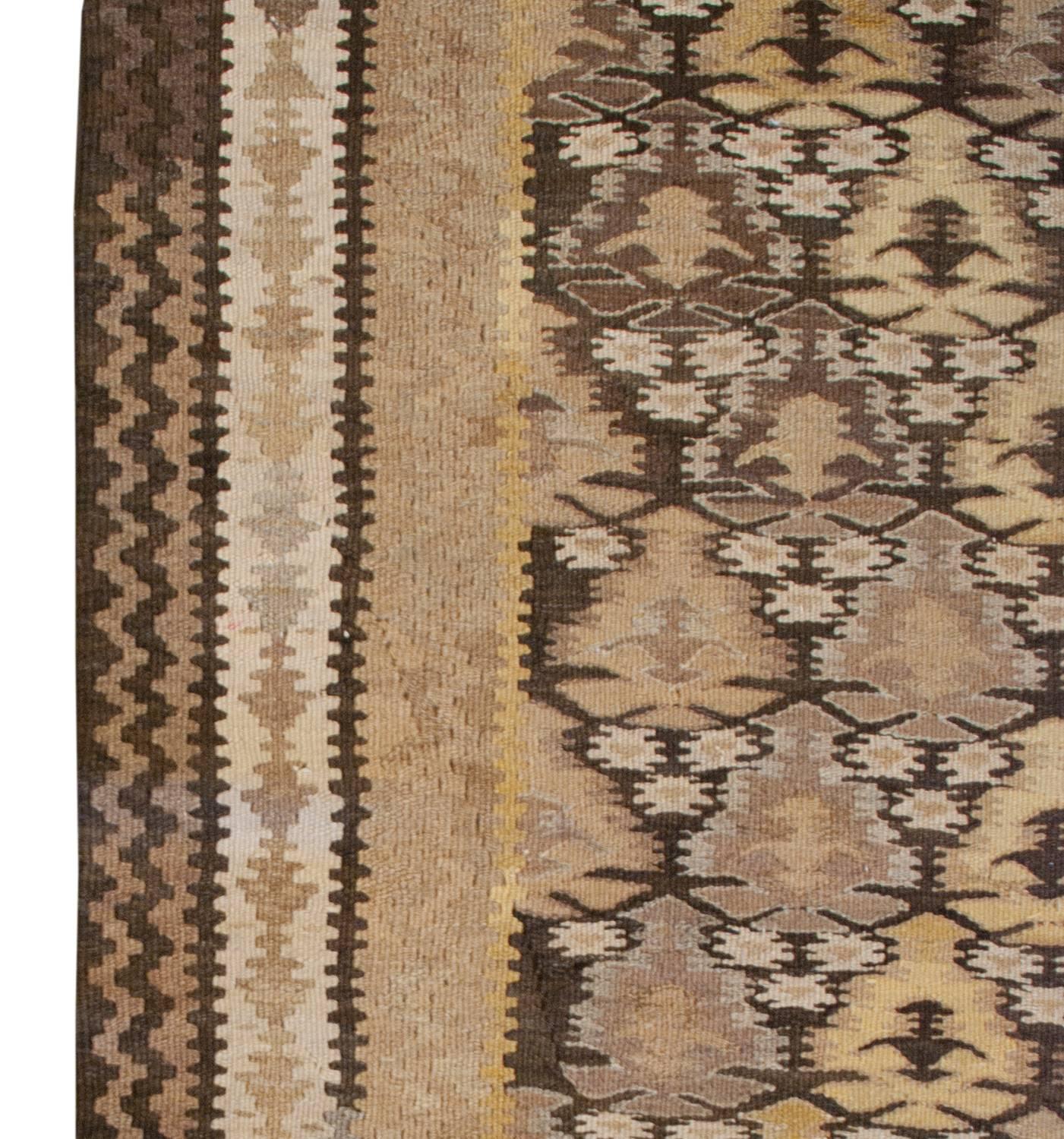 Early 20th Century Qazvi Kilim Runner For Sale