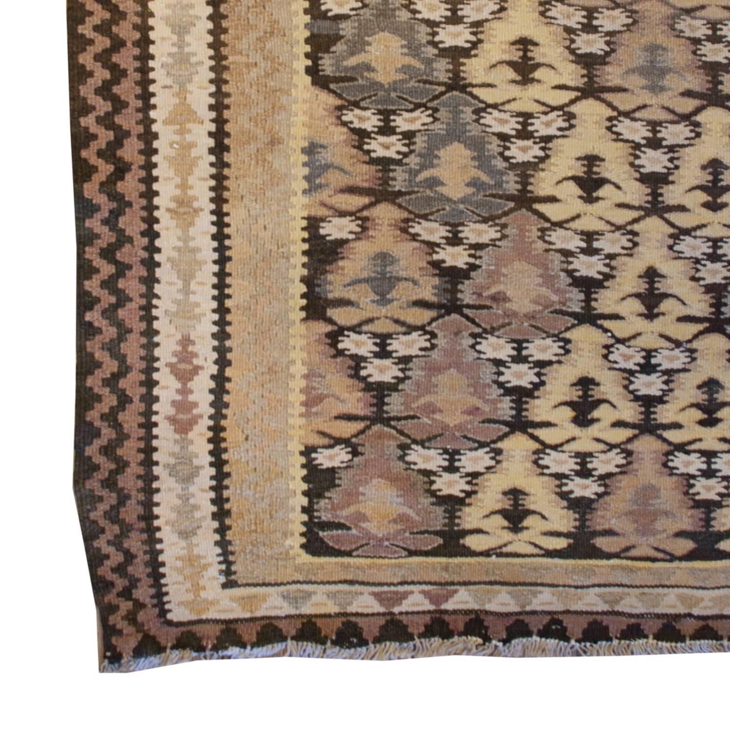 Early 20th Century Qazvi Kilim Runner For Sale