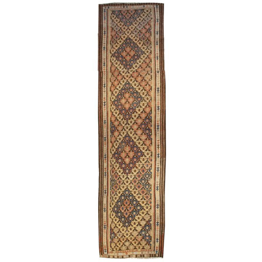 Early 20th Century Persian Qazvin Kilim Runner For Sale