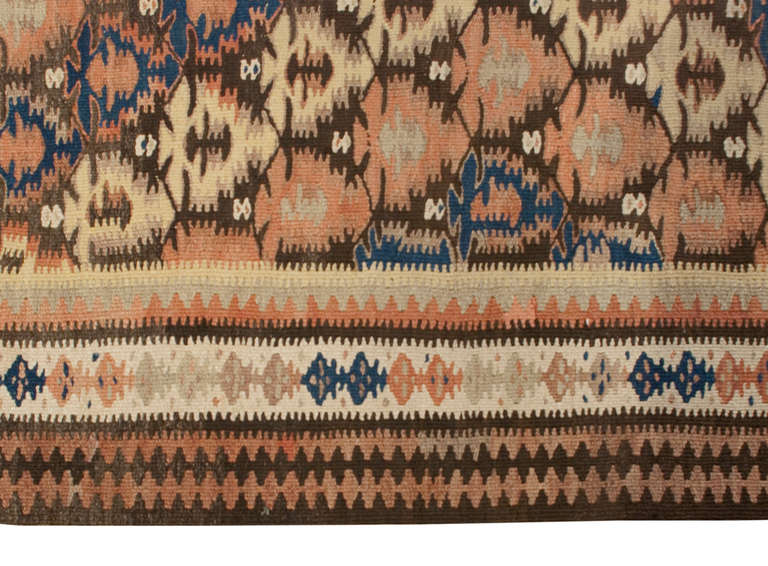 Early 20th Century Persian Qazvin Kilim Runner For Sale