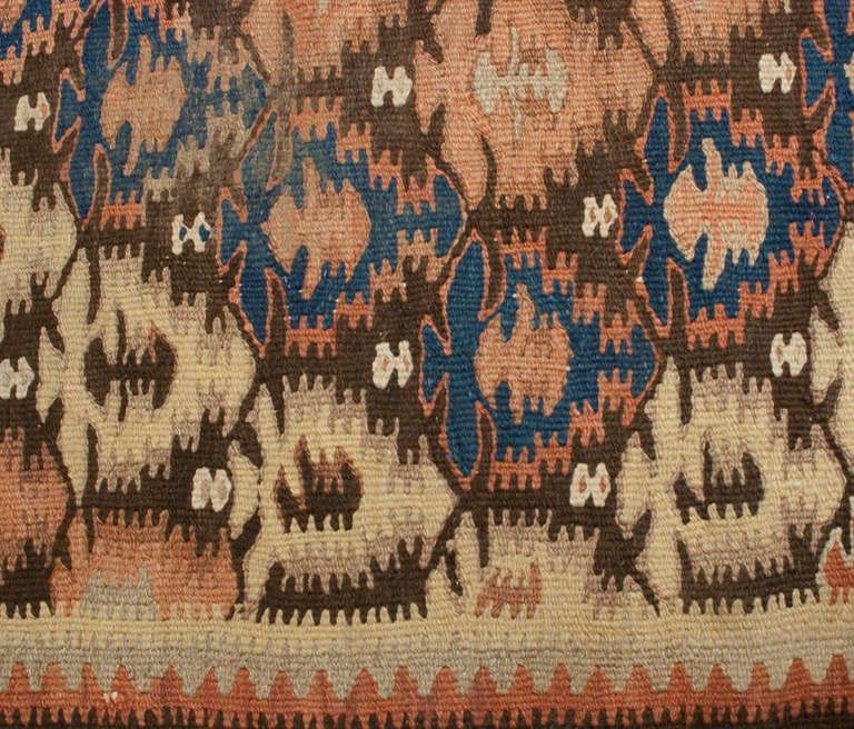 Early 20th Century Persian Qazvin Kilim Runner For Sale