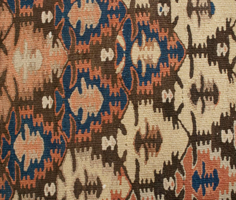 Early 20th Century Persian Qazvin Kilim Runner For Sale