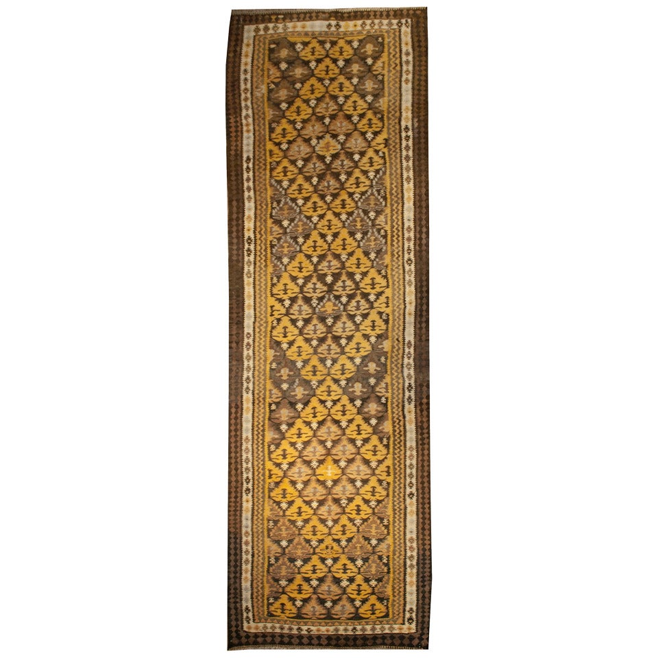 Early 20th Century Qazvin Kilim Runner For Sale