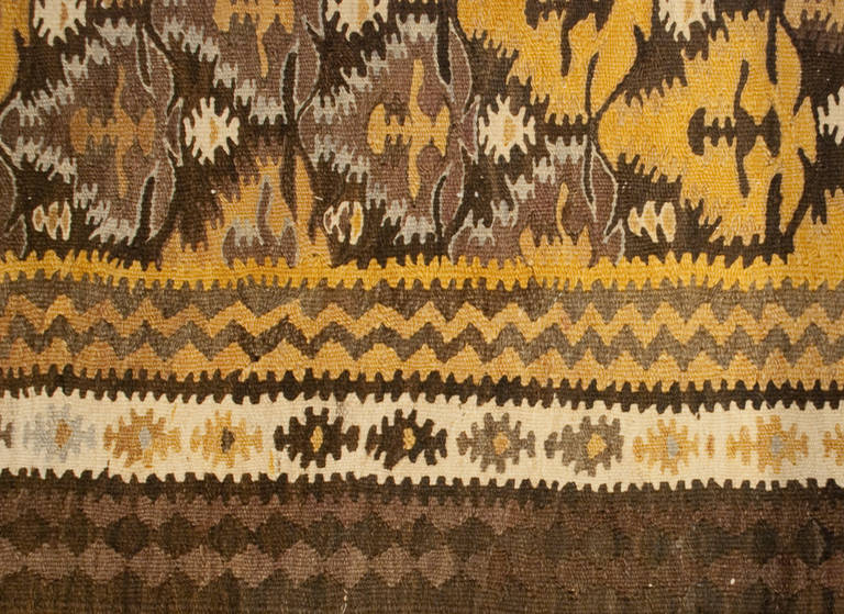 Early 20th Century Qazvin Kilim Runner For Sale