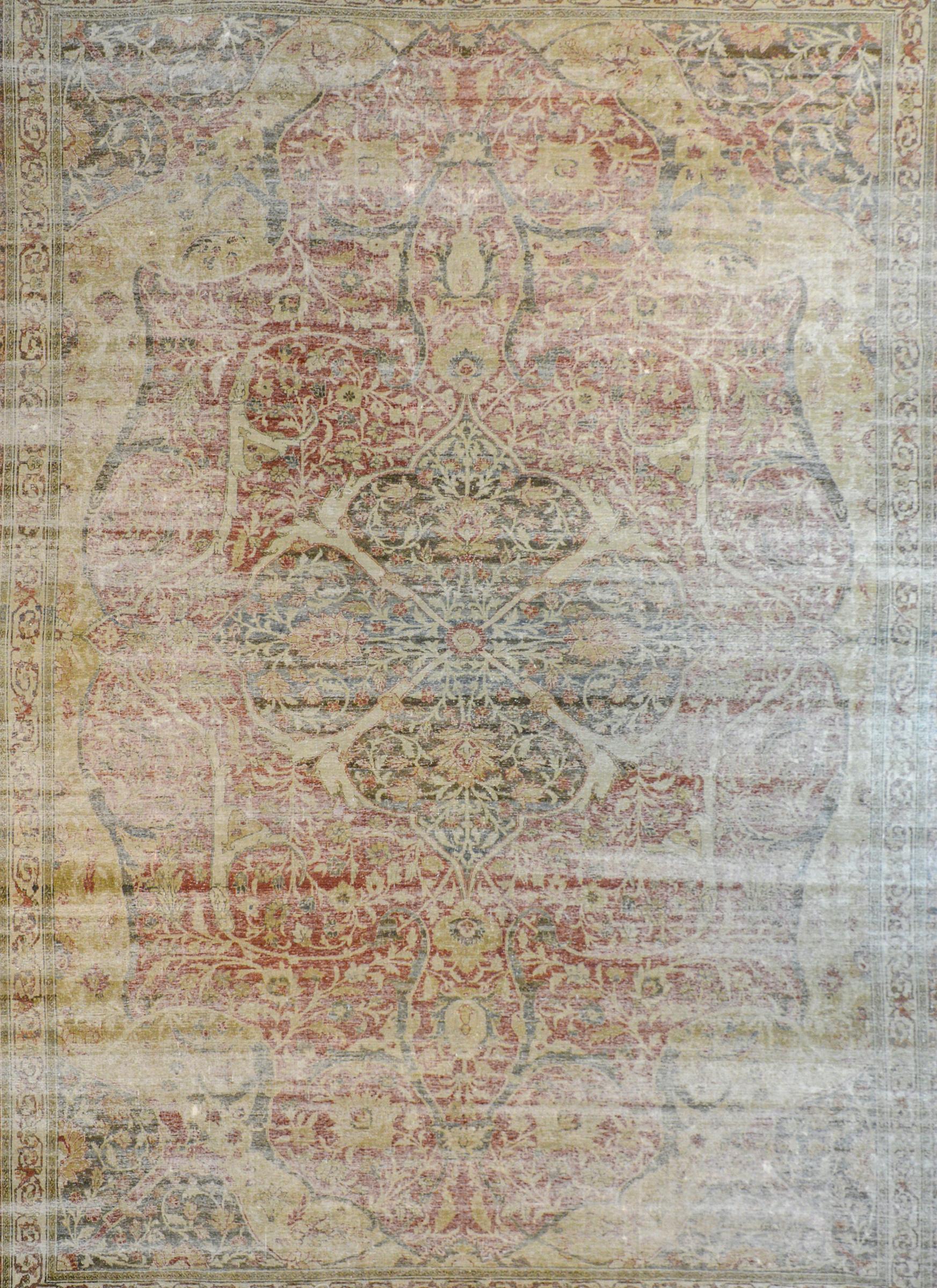 Beautiful Early 20th Century Hadji Jalili Tabriz Rug For Sale