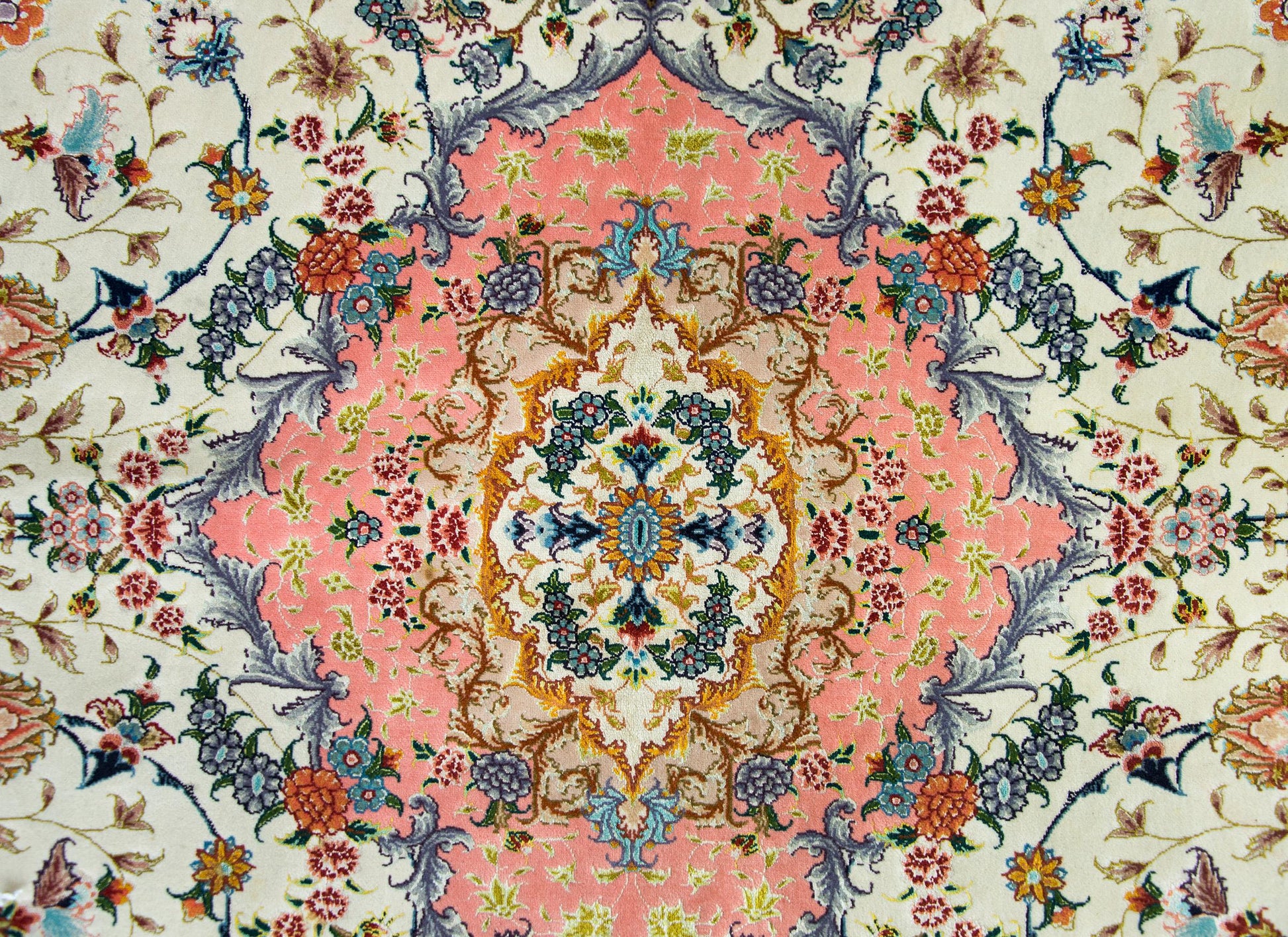 Vintage Silk Persian Tabriz Rug For Sale