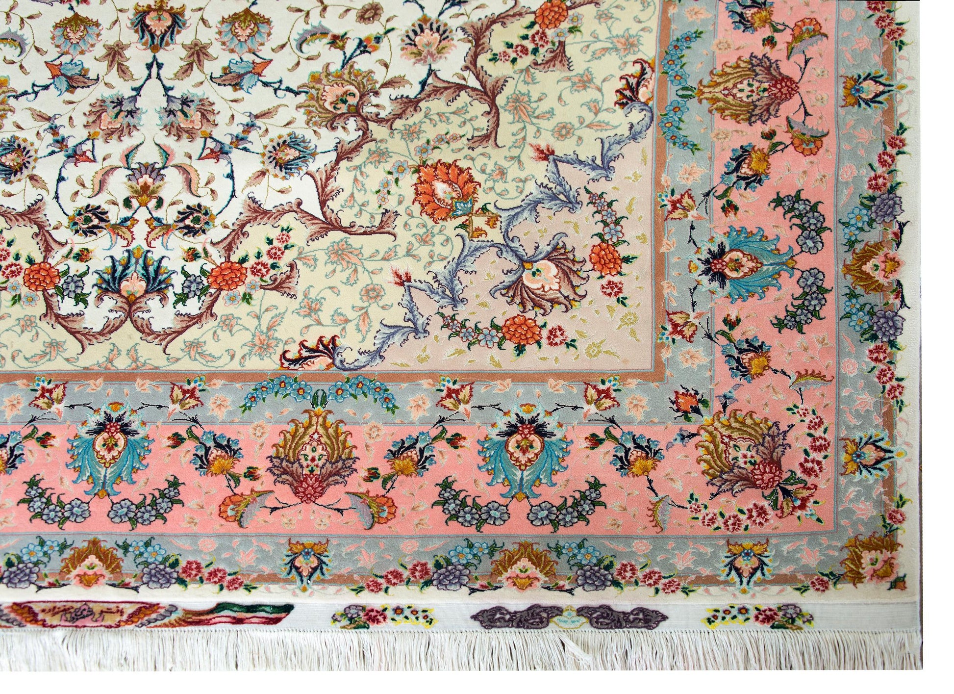 Vintage Silk Persian Tabriz Rug For Sale