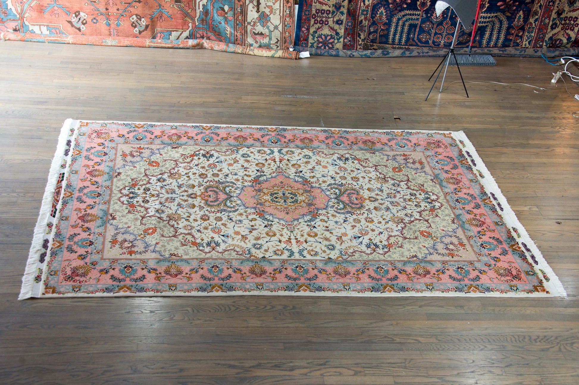 Vintage Silk Persian Tabriz Rug For Sale