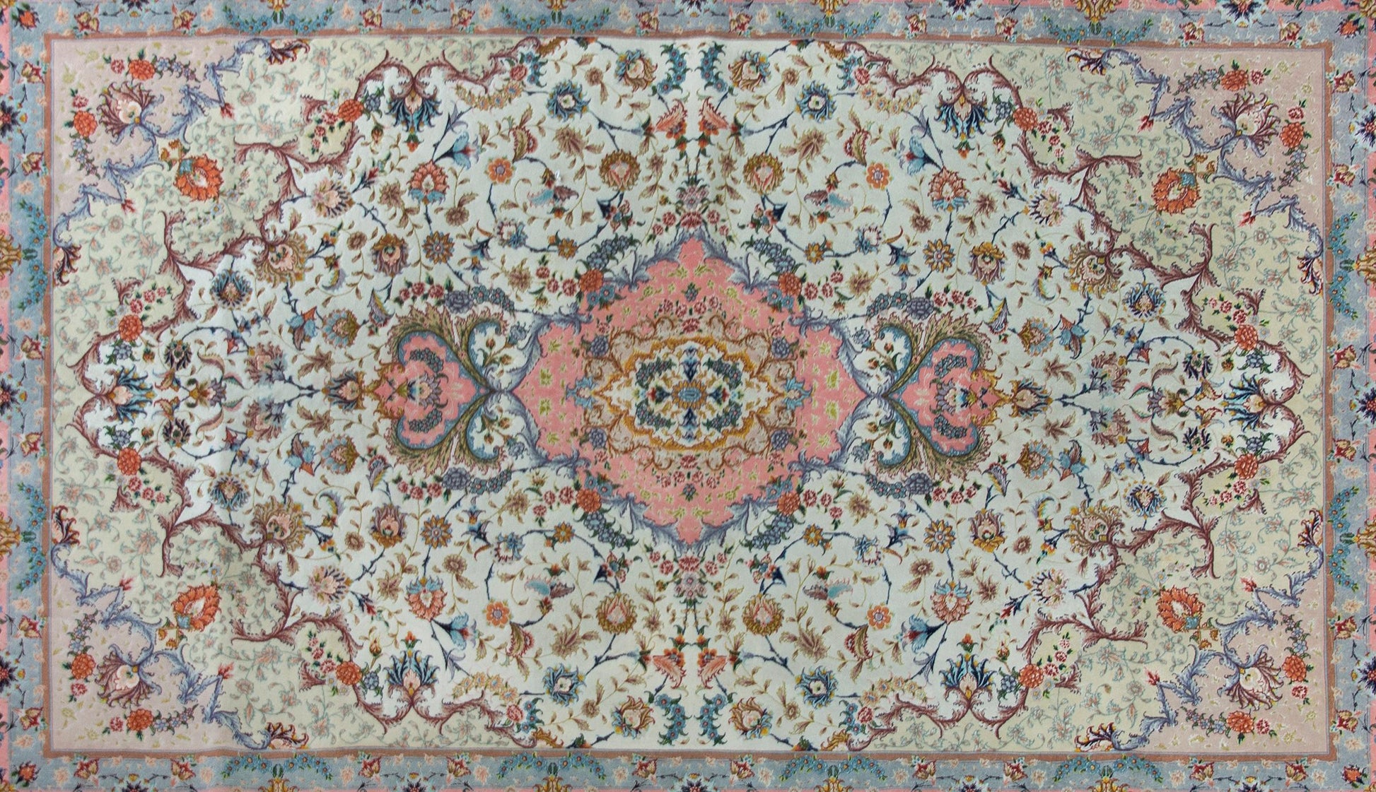 Vintage Silk Persian Tabriz Rug For Sale