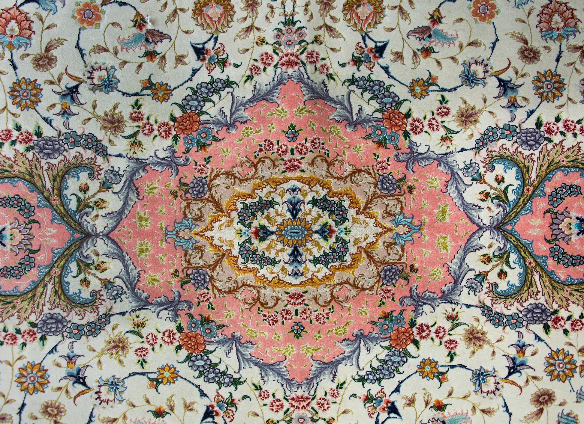 Vintage Silk Persian Tabriz Rug For Sale