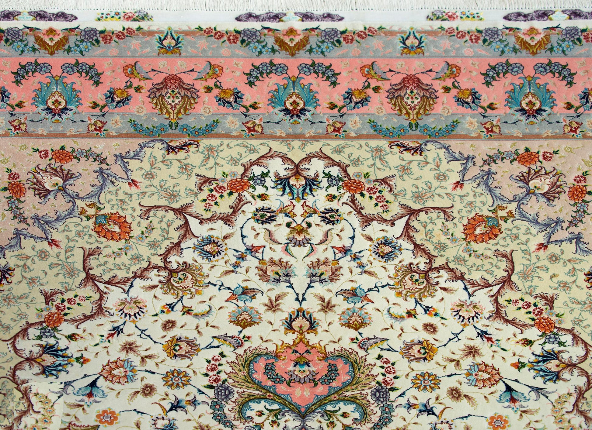 Vintage Silk Persian Tabriz Rug For Sale
