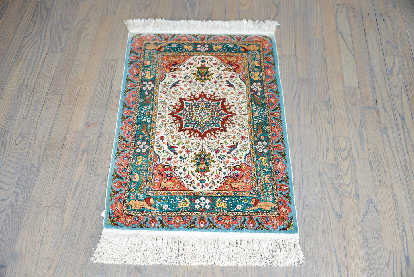 Vintage Chinese Silk Rug For Sale