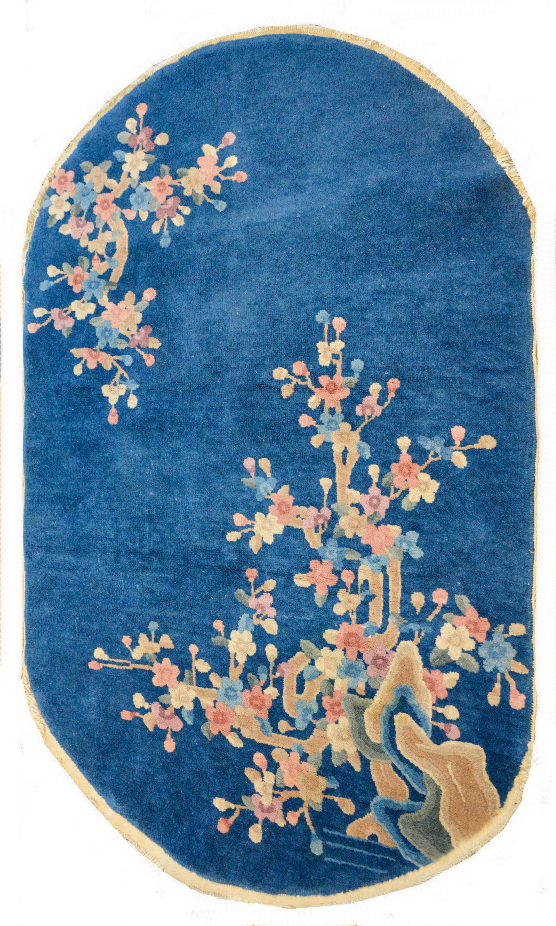 Pair of Early 20th Century Chinese Art Deco Oval Rugs For Sale