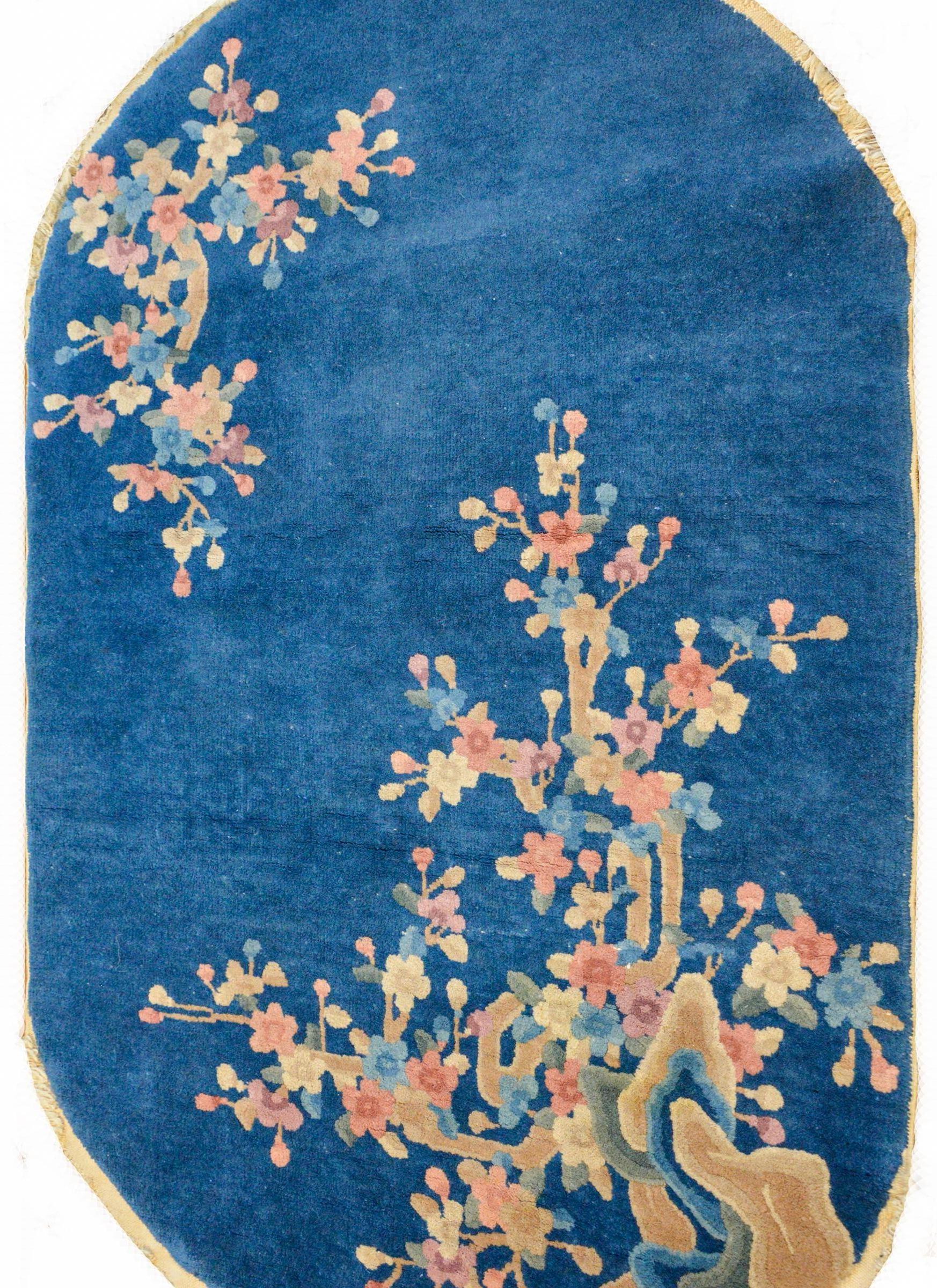 Pair of Early 20th Century Chinese Art Deco Oval Rugs For Sale