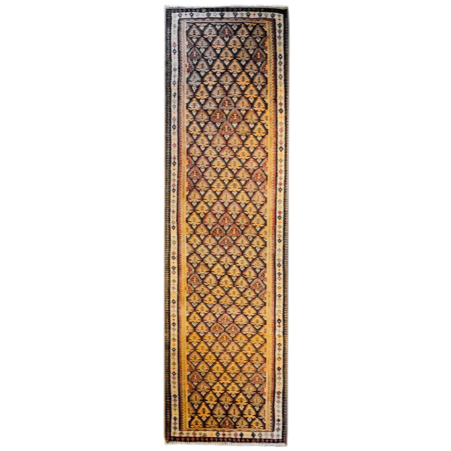 Classic Early 20th Century Qazvin Kilim Runner For Sale