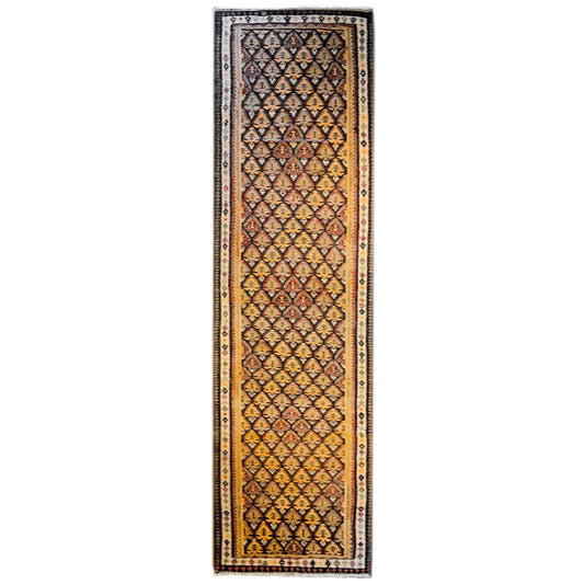 Classic Early 20th Century Qazvin Kilim Runner For Sale