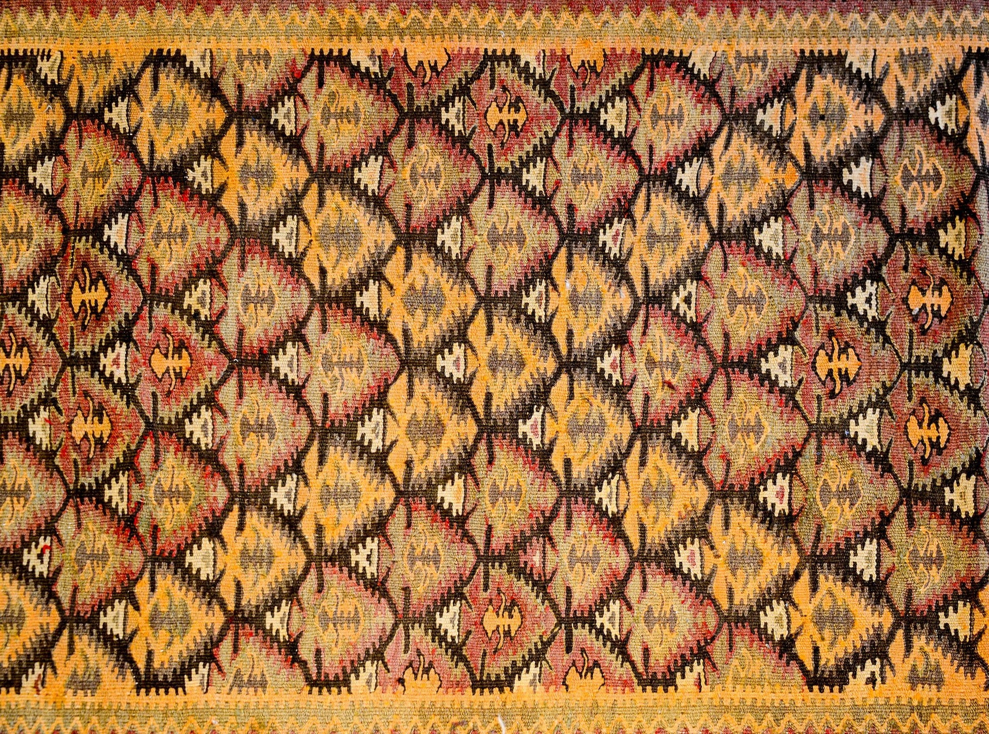 Classic Early 20th Century Qazvin Kilim Runner For Sale