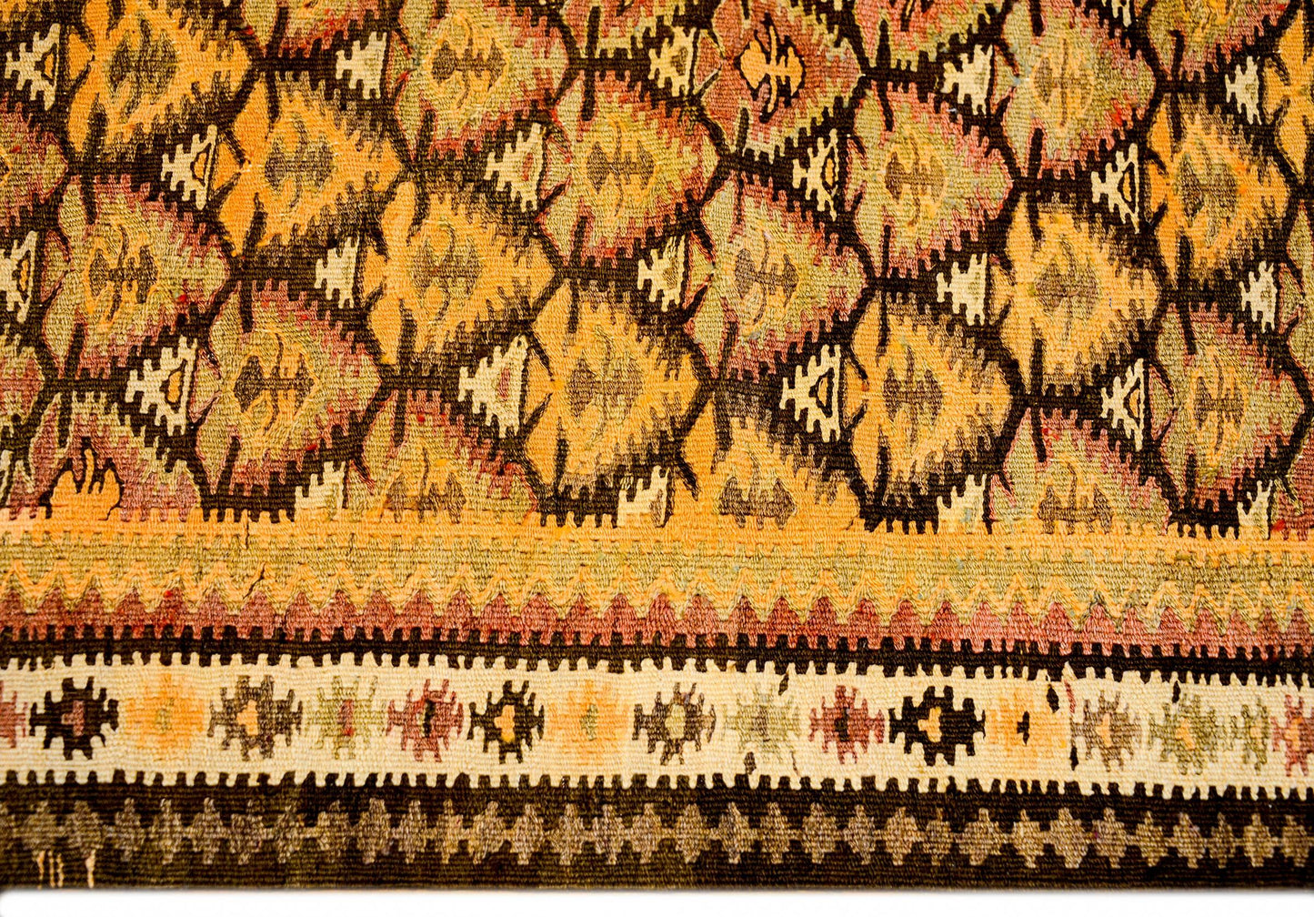 Classic Early 20th Century Qazvin Kilim Runner For Sale