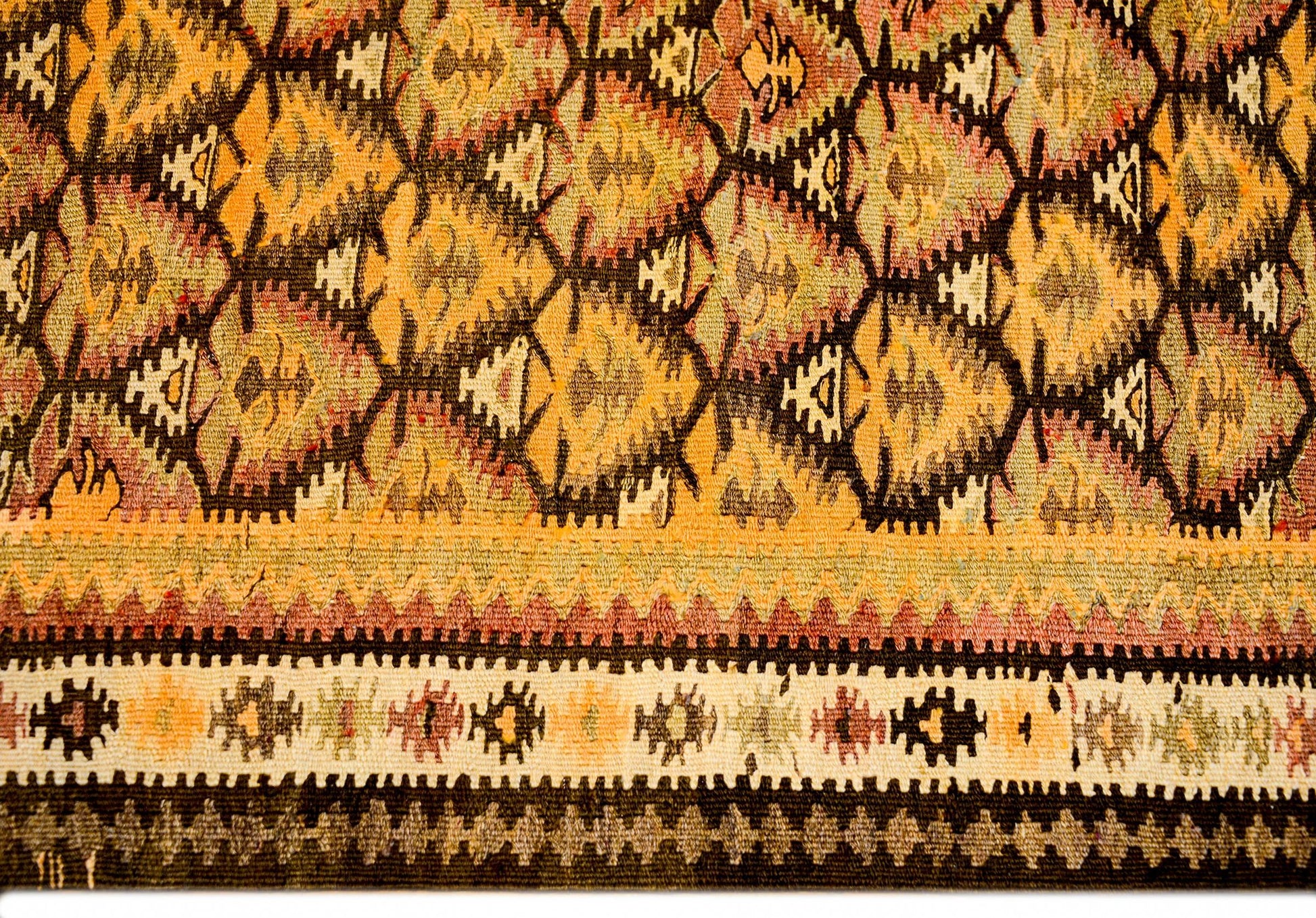 Classic Early 20th Century Qazvin Kilim Runner For Sale