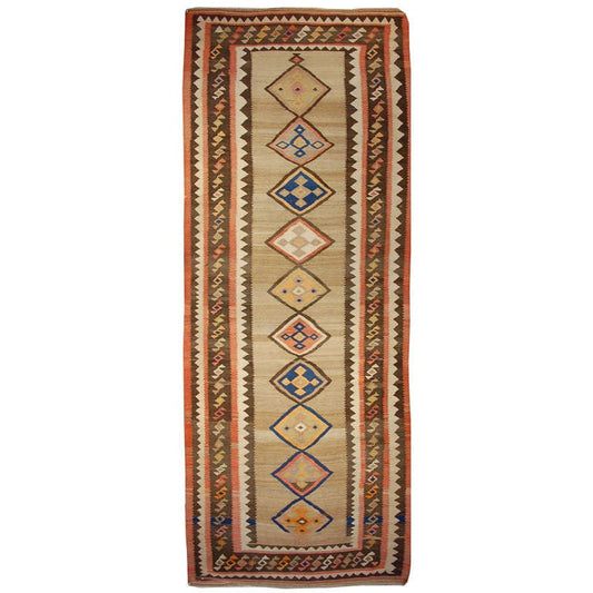 Early 20th Century Qazvin Kilim Runner For Sale