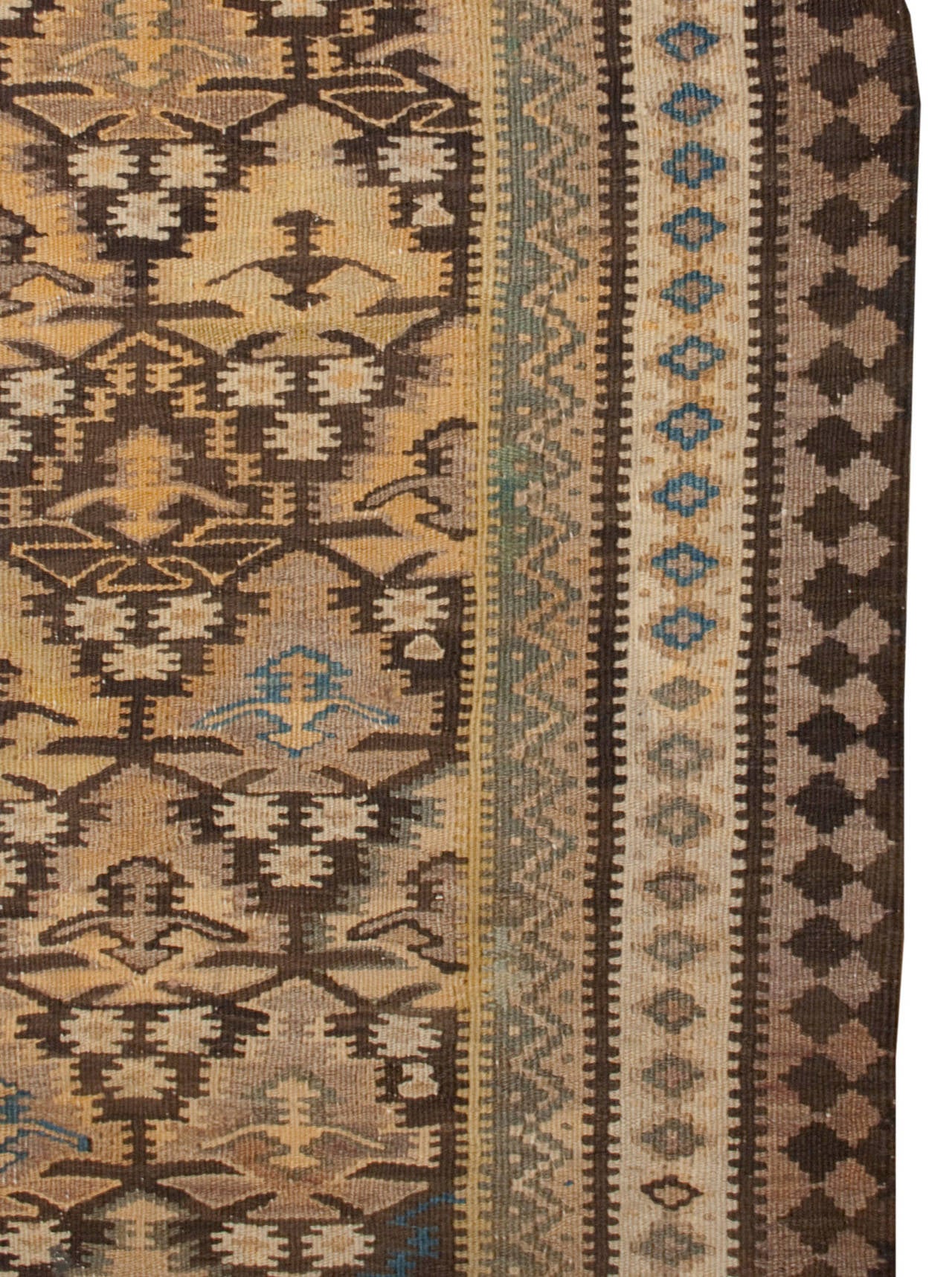 Early 20th Century Qazvin Kilim Runner For Sale