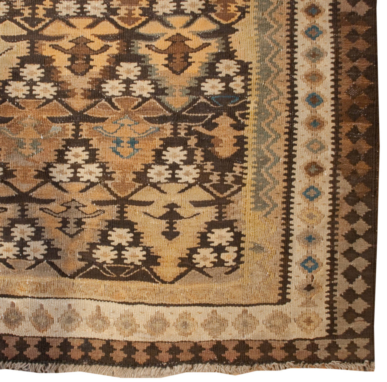 Early 20th Century Qazvin Kilim Runner For Sale