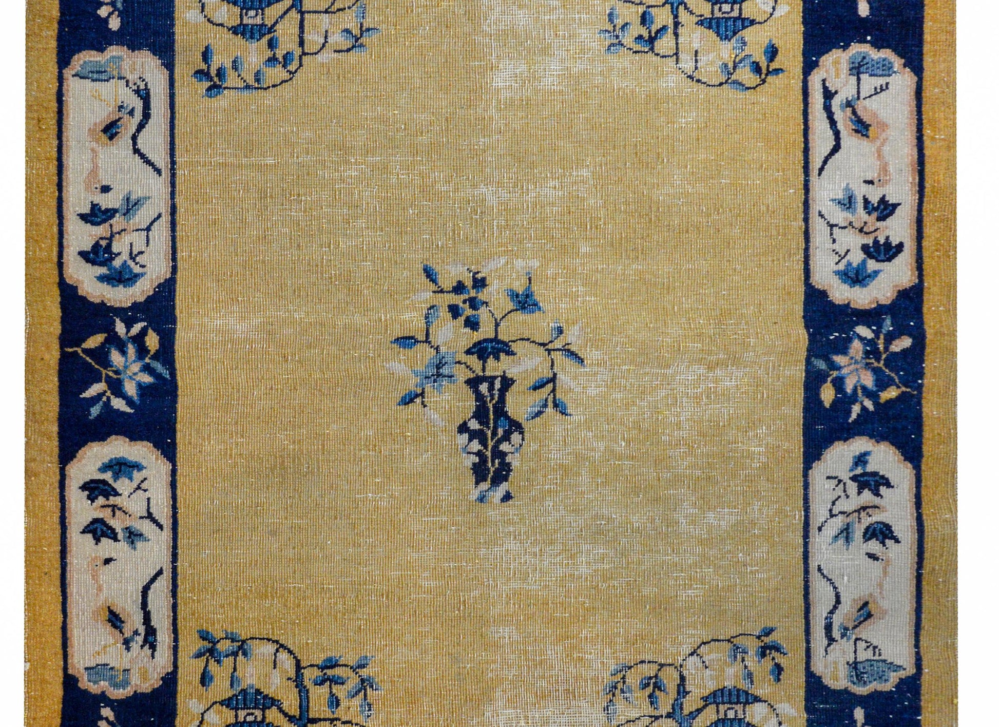 Wonderfully Distressed Chinese Art Deco Rug For Sale