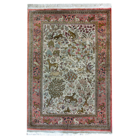Mid-20th Century Persian Silk Qum Rug For Sale