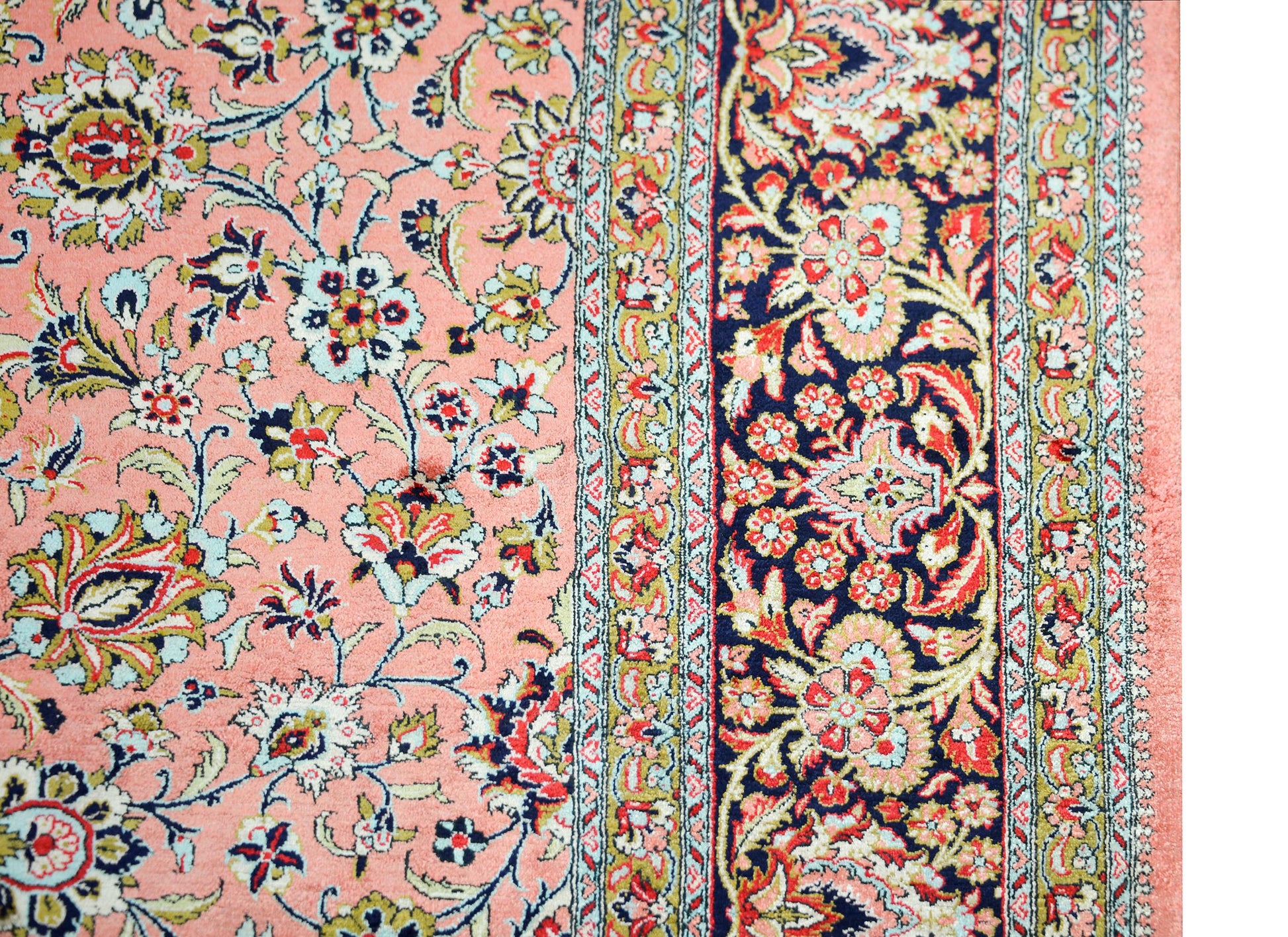 Vintage Silk Persian Qum Rug For Sale