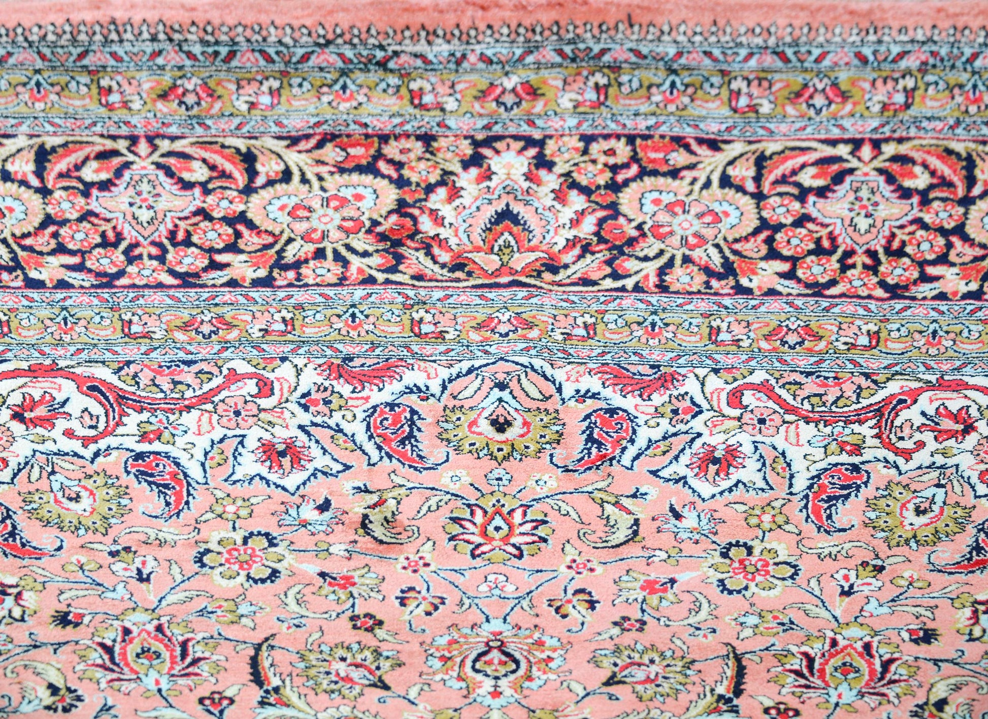 Vintage Silk Persian Qum Rug For Sale