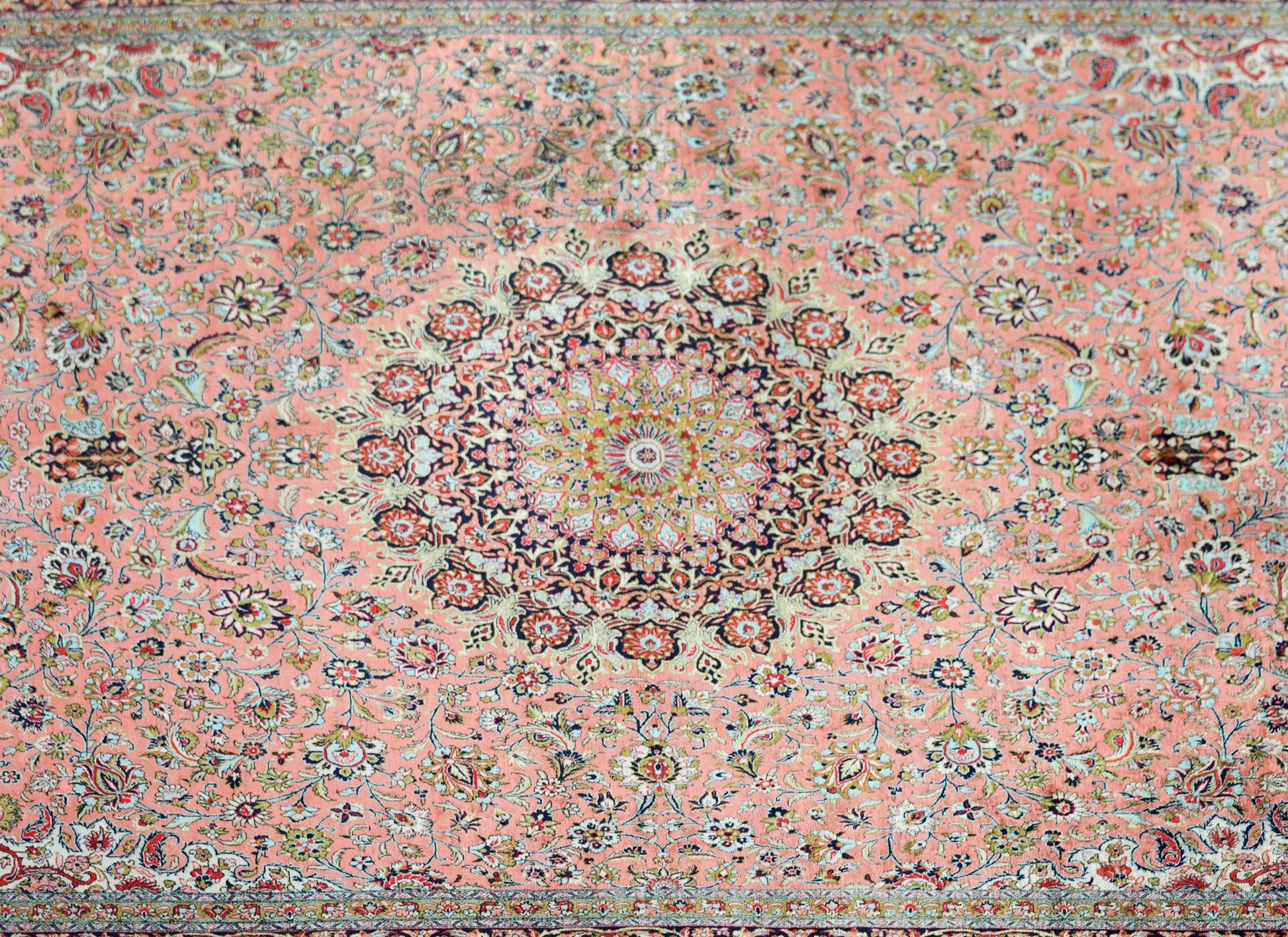 Vintage Silk Persian Qum Rug For Sale