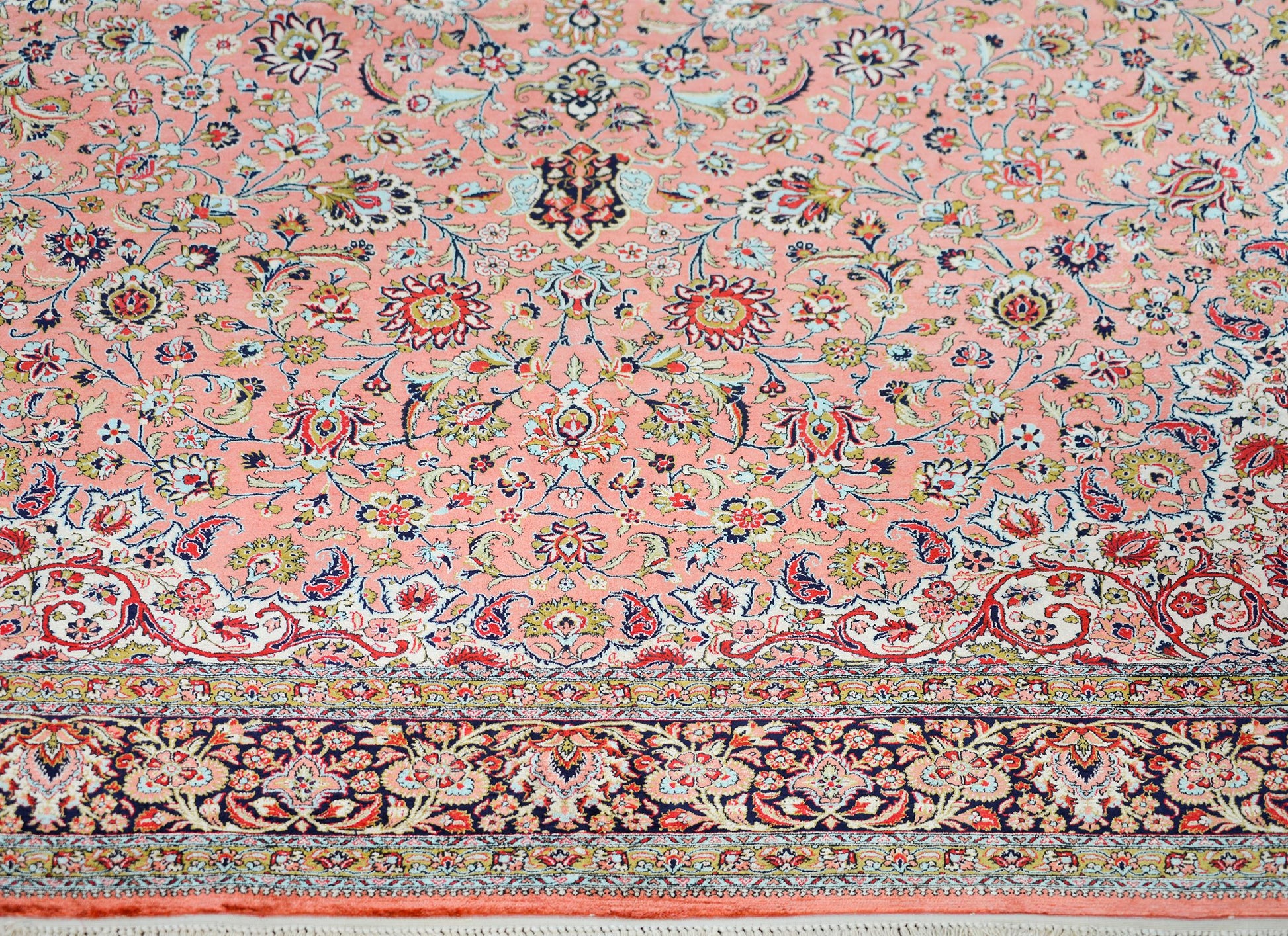 Vintage Silk Persian Qum Rug For Sale