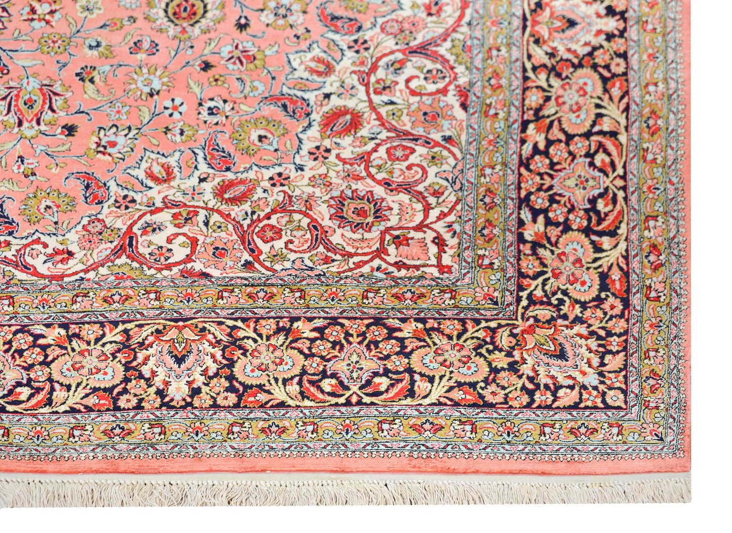 Vintage Silk Persian Qum Rug For Sale