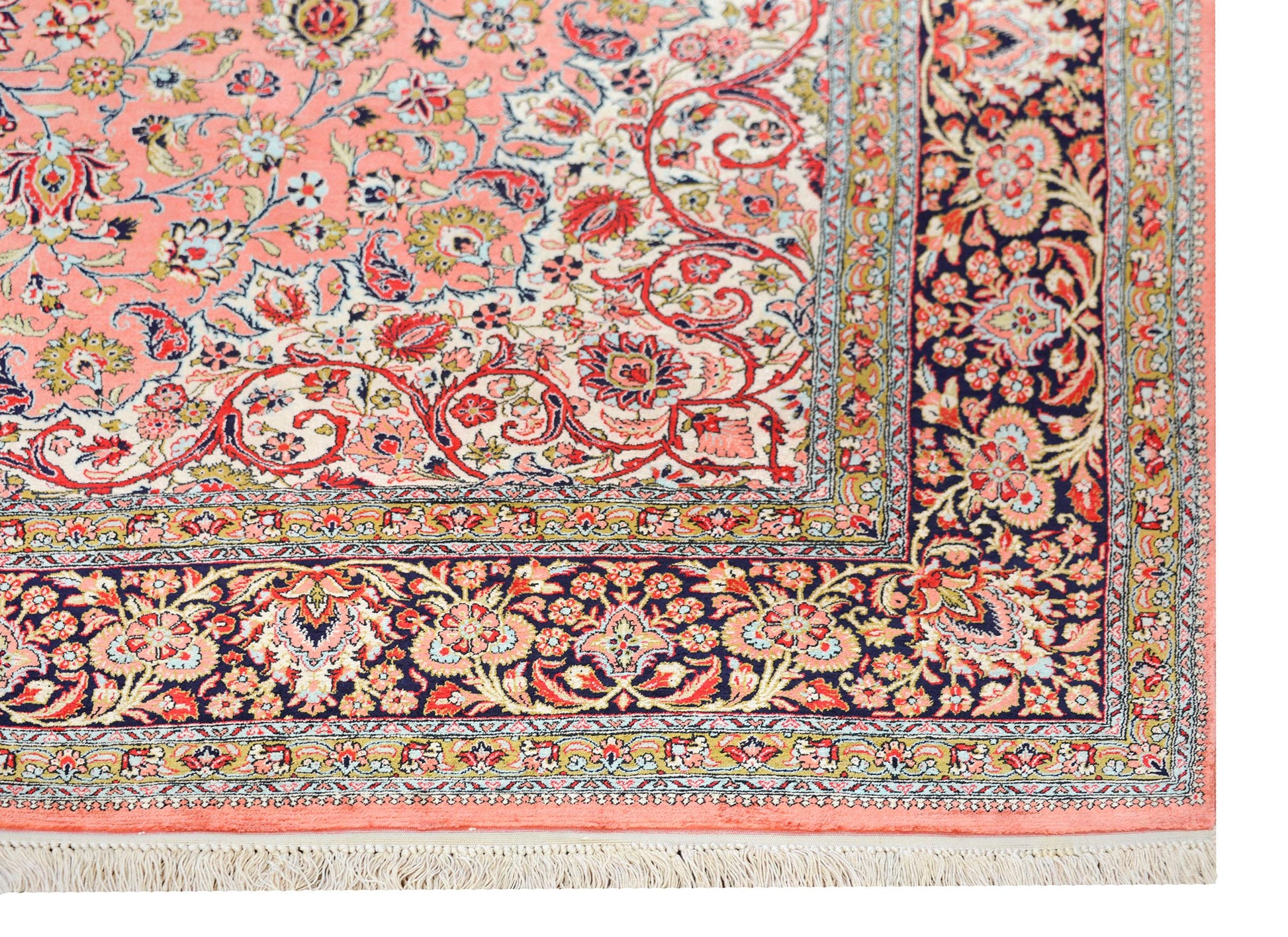Vintage Silk Persian Qum Rug For Sale