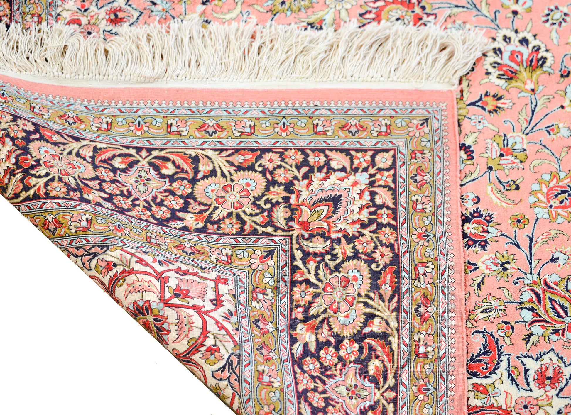 Vintage Silk Persian Qum Rug For Sale