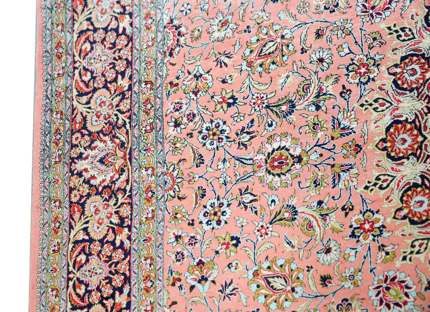Vintage Silk Persian Qum Rug For Sale