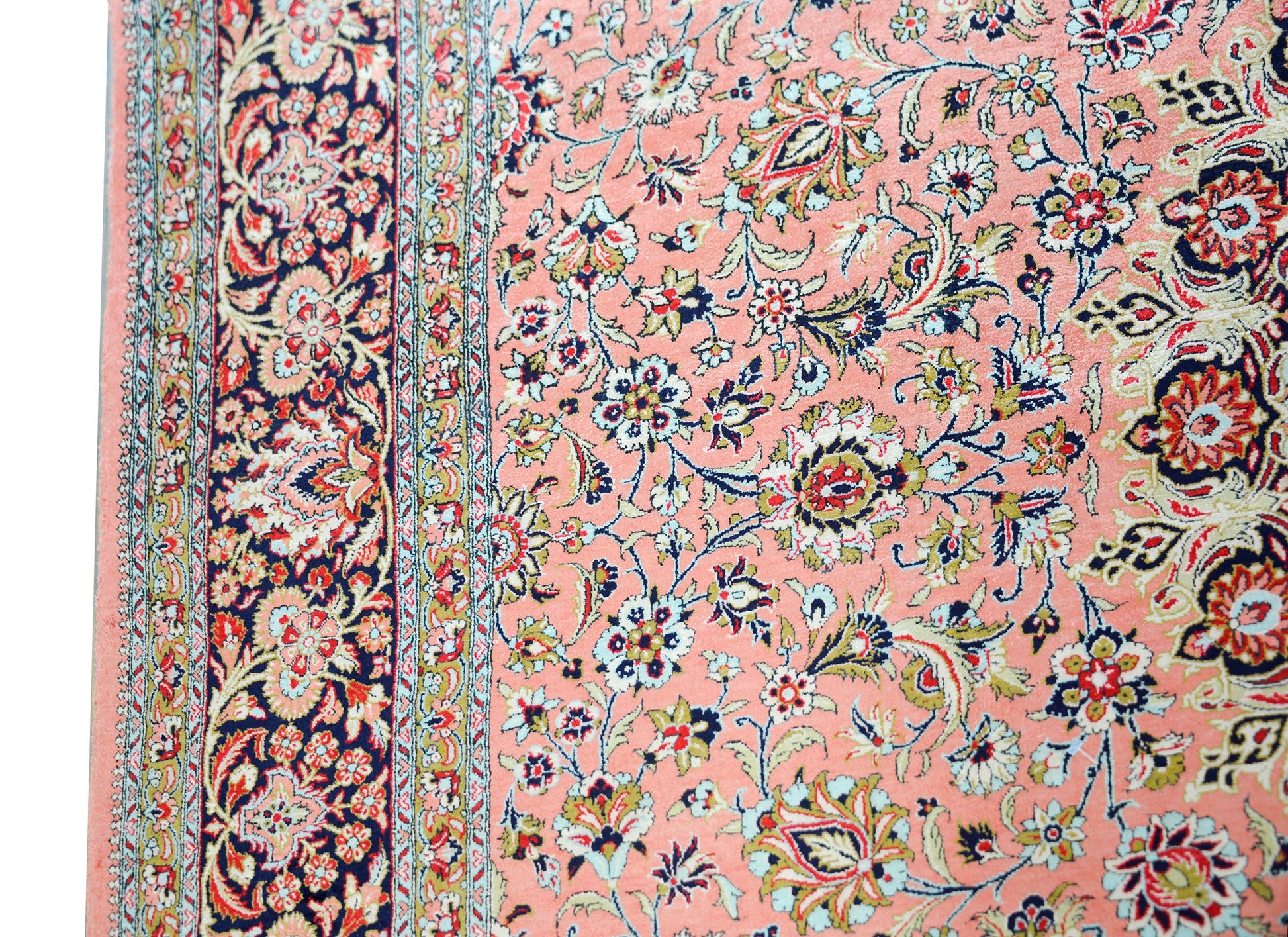 Vintage Silk Persian Qum Rug For Sale