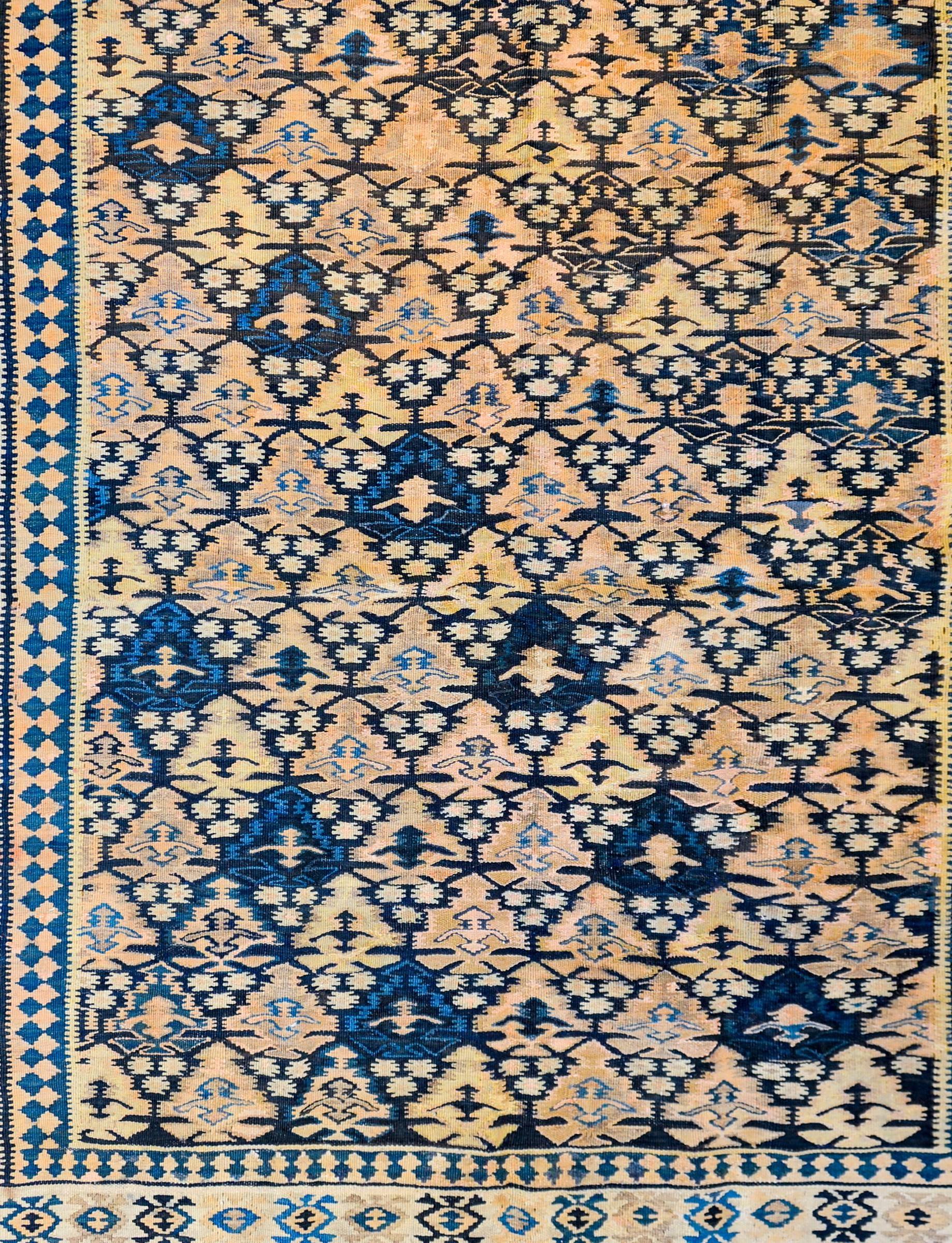 19th Century, Qazvin Kilim Rug For Sale