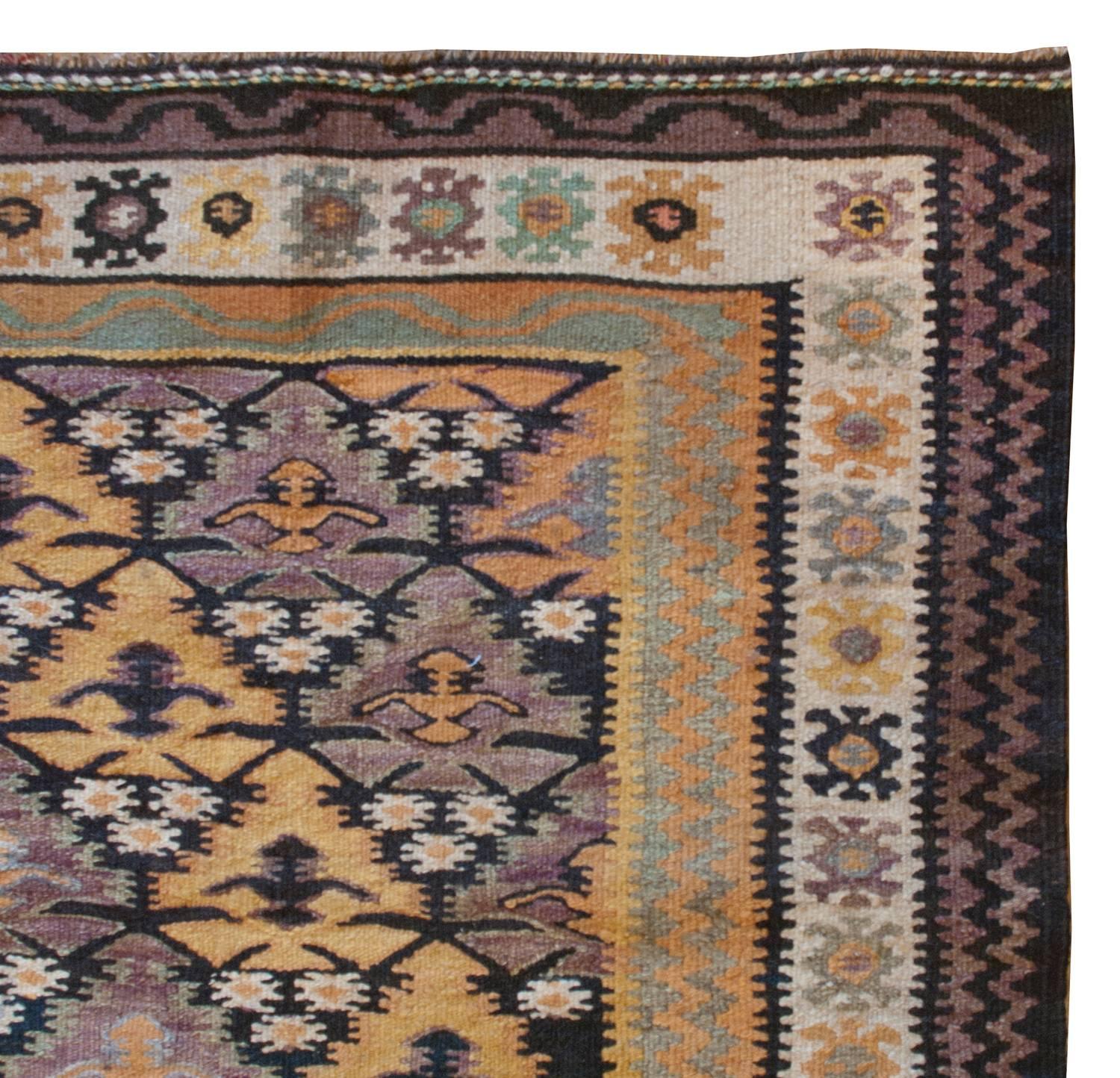 Beautiful Early 20th Century Qazvin Kilim For Sale