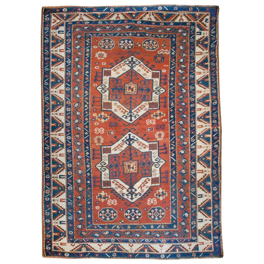 Interesting 19th Century Fachralo Kazak Rug For Sale