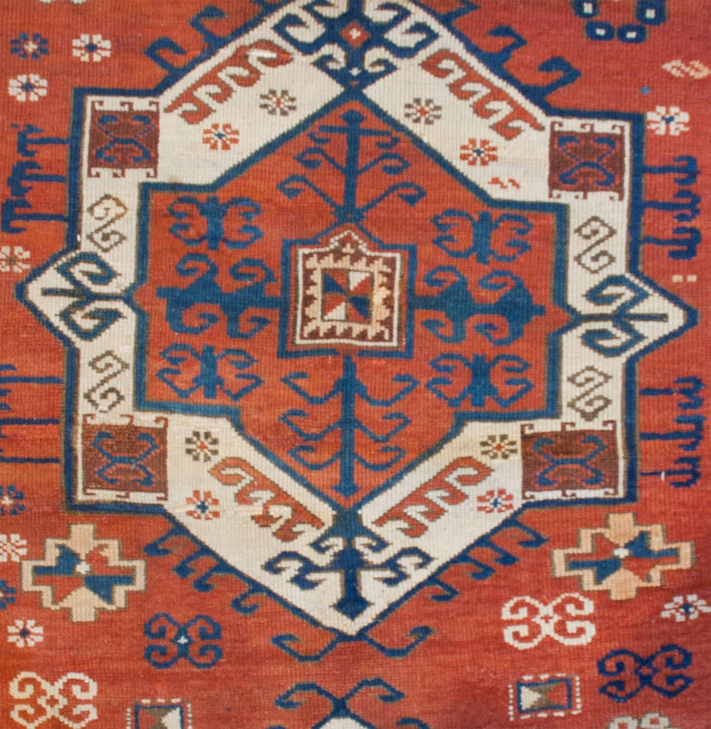 Interesting 19th Century Fachralo Kazak Rug For Sale
