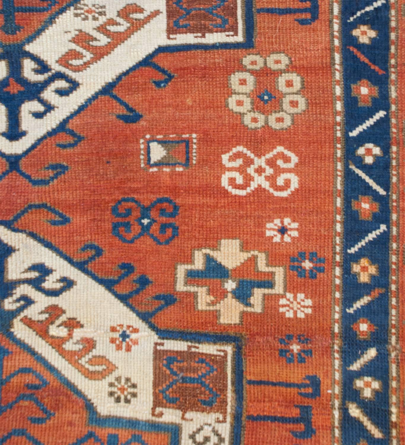 Interesting 19th Century Fachralo Kazak Rug For Sale