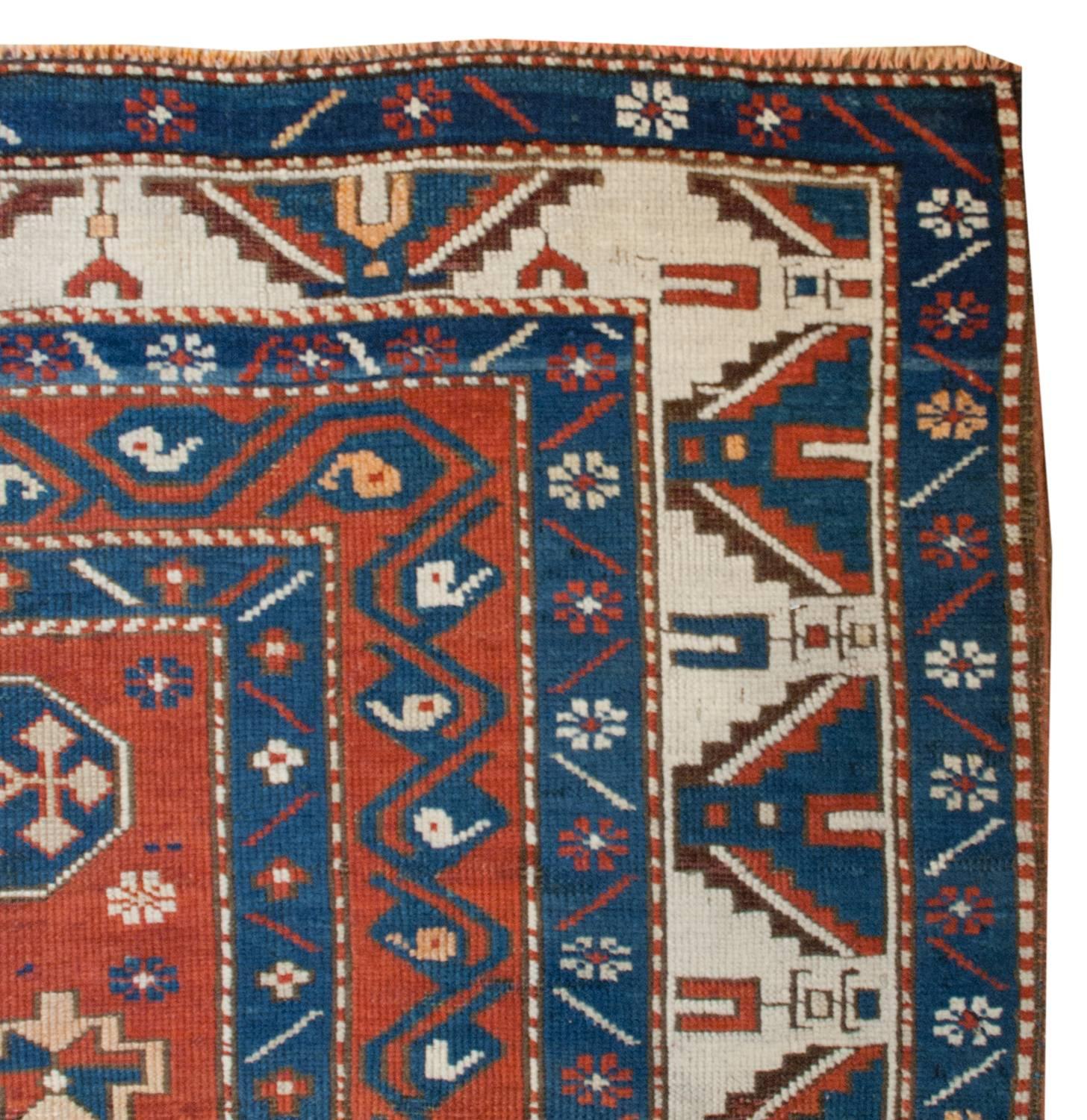 Interesting 19th Century Fachralo Kazak Rug For Sale