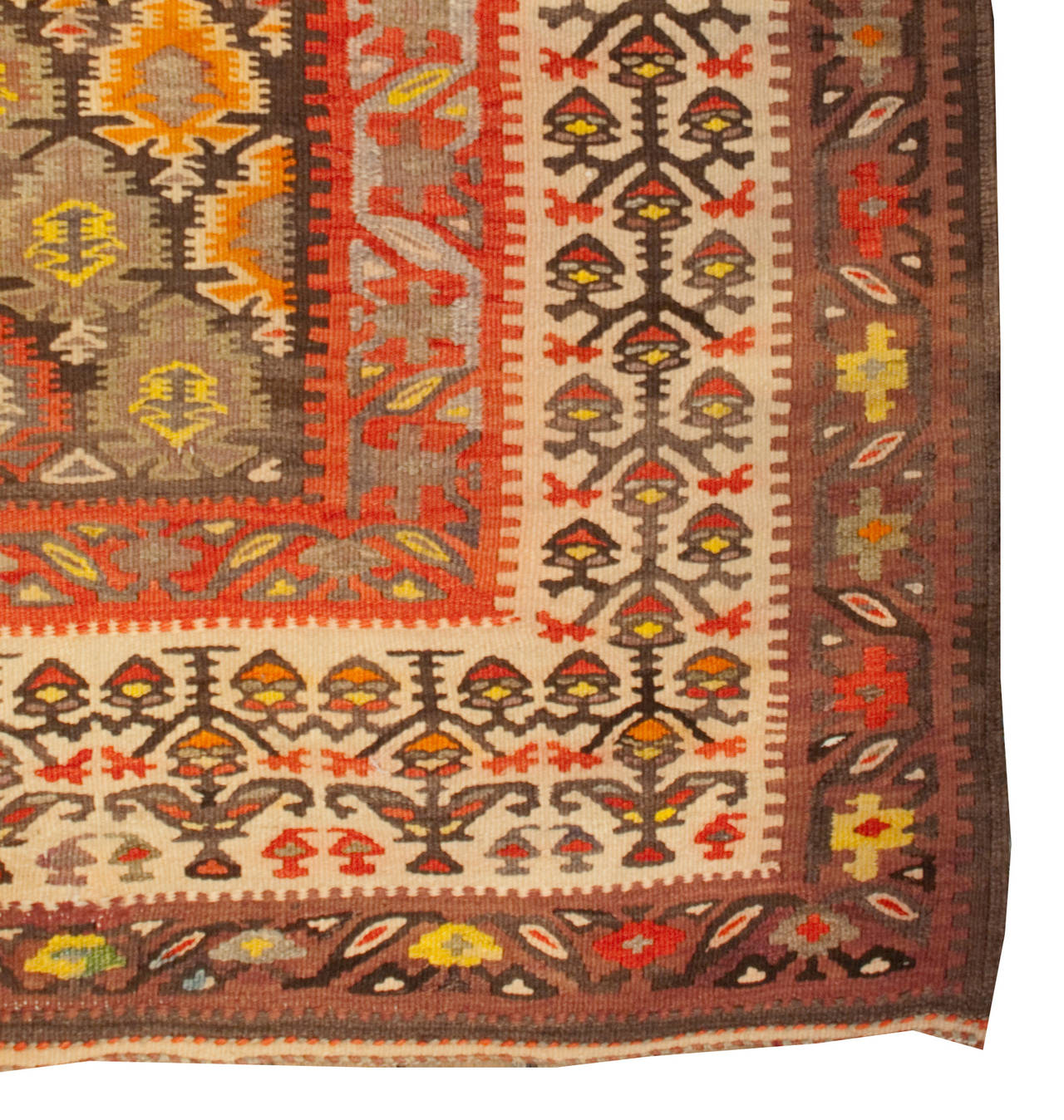 Early 20th Century Qazvin Kilim Runner For Sale