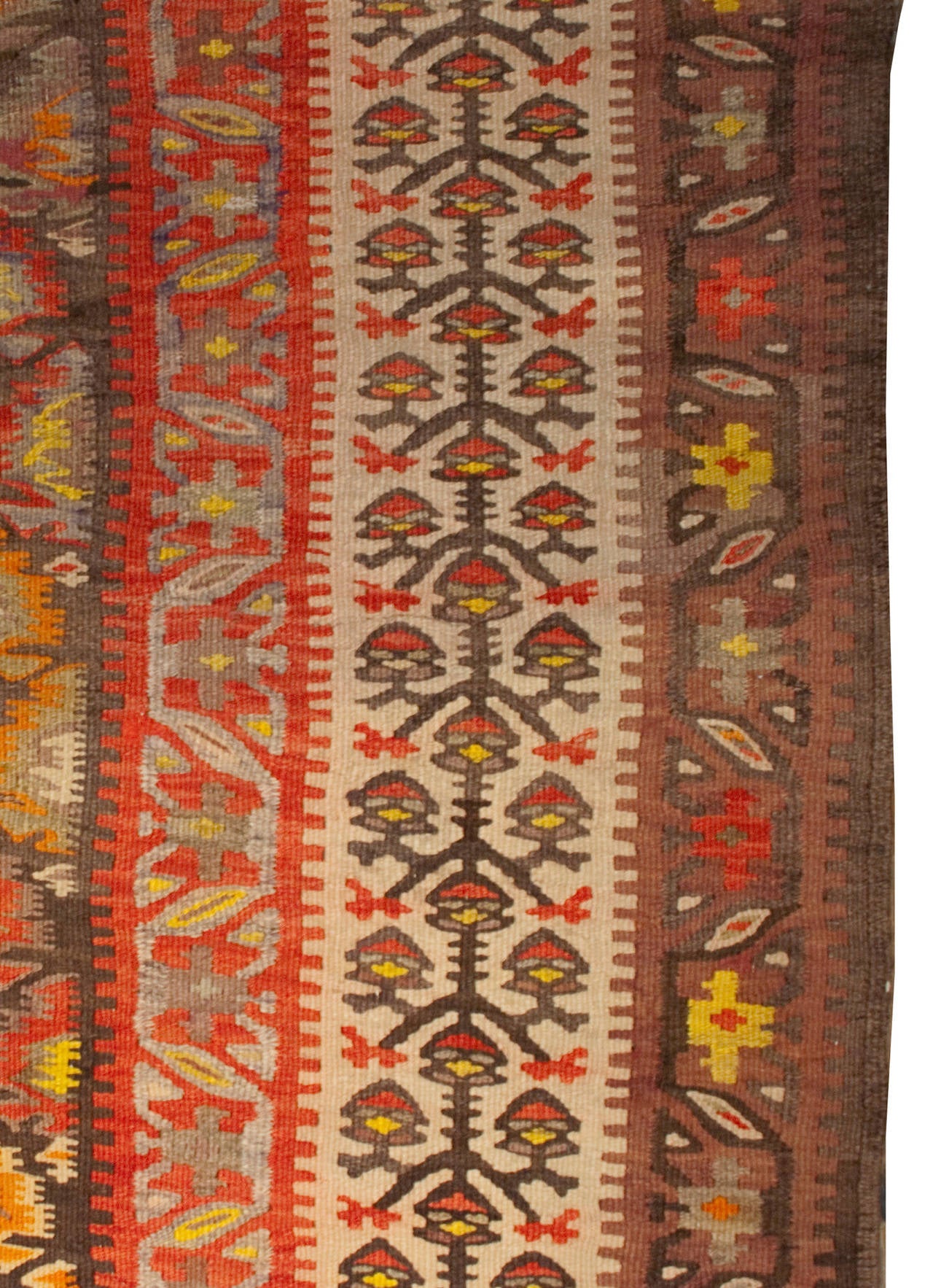 Early 20th Century Qazvin Kilim Runner For Sale