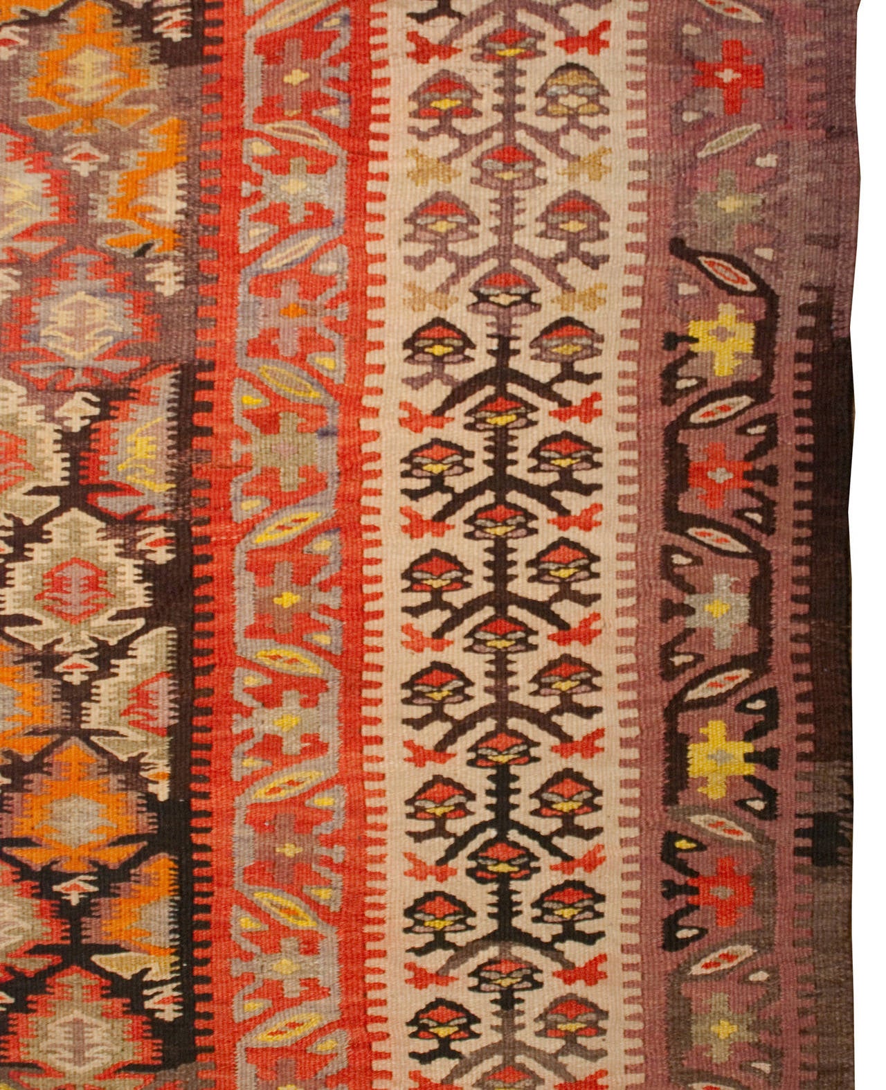 Early 20th Century Qazvin Kilim Runner For Sale