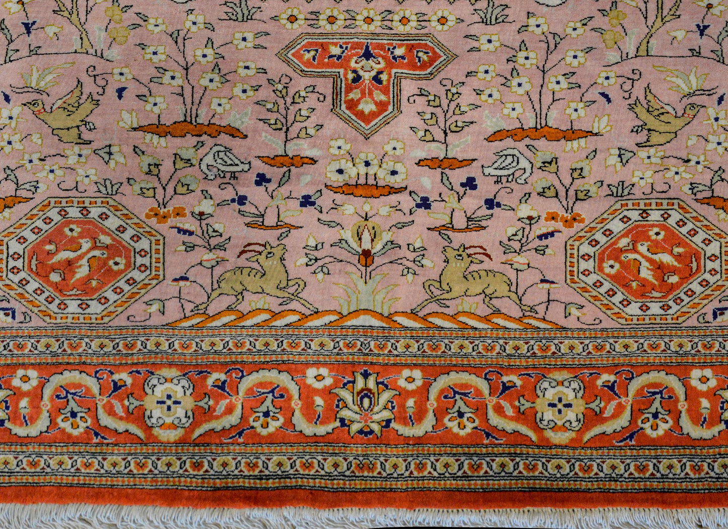Vintage Qum Silk Rug For Sale