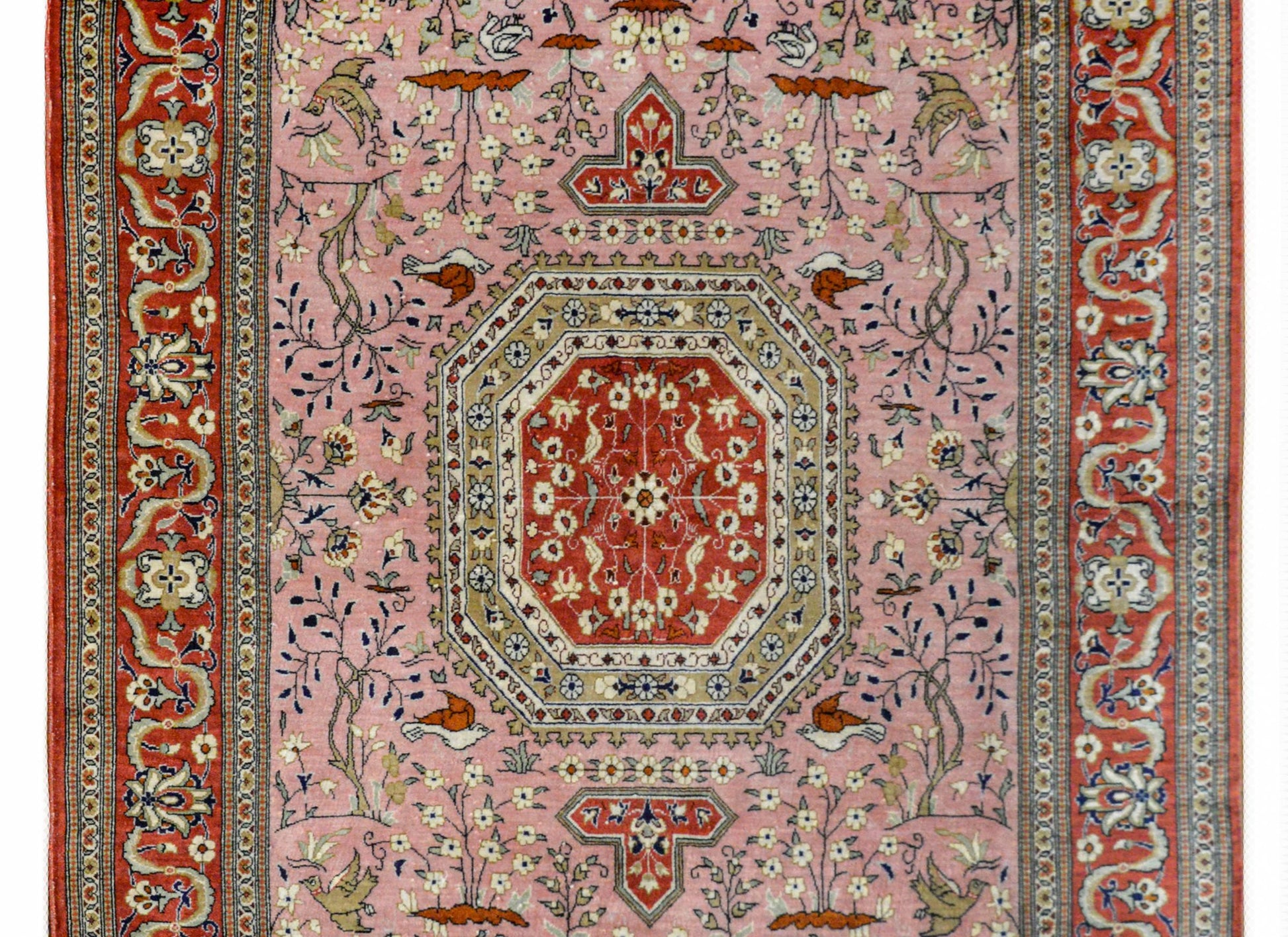 Vintage Qum Silk Rug For Sale